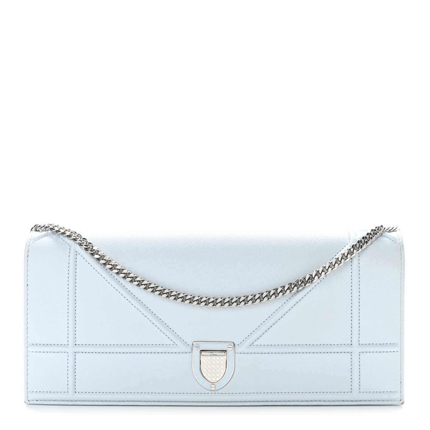 Calfskin Large Diorama Croisiere Chain Wallet Light Blue