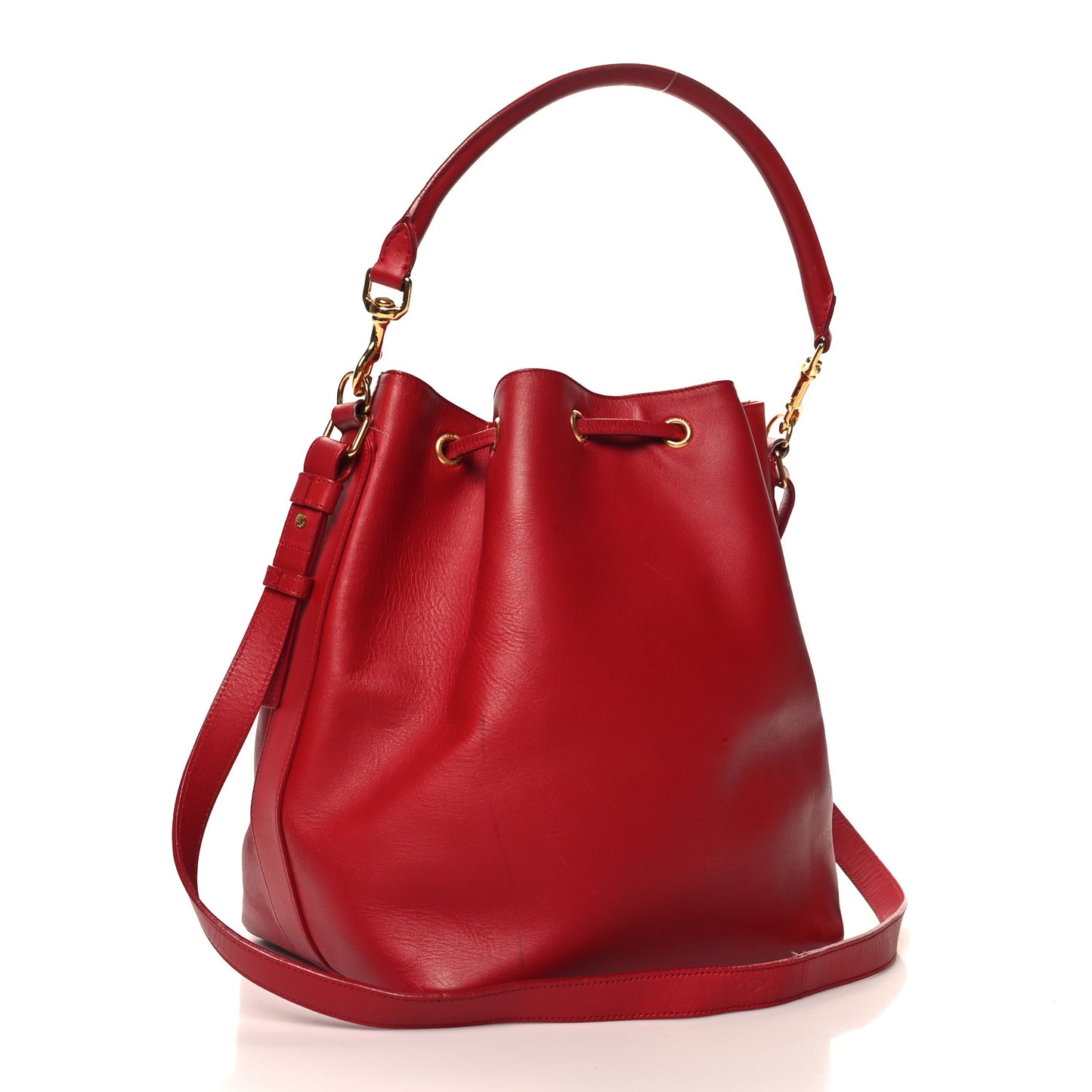 Calfskin Large Emmanuelle Bucket Bag Lipstick Red