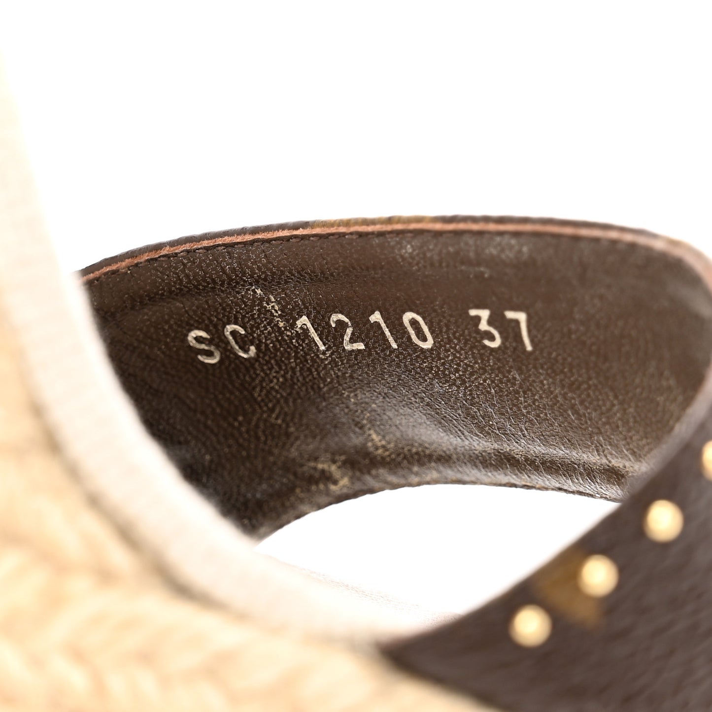 Canvas Patent Monogram Coastline Wedge Sandals 37 Beige