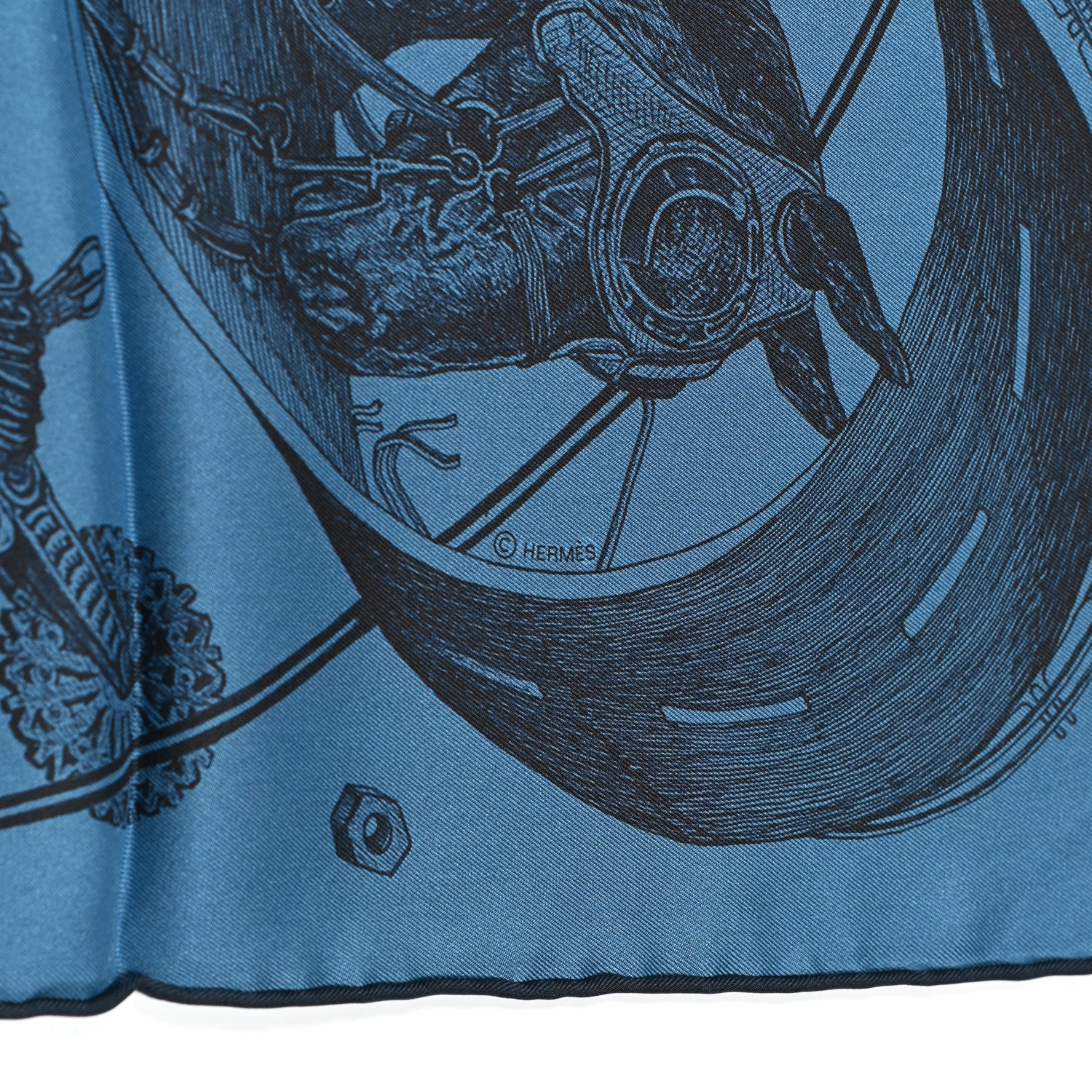 Hermes Silk Double Face Route 24 Scarf 90 Bleu Jean Marine 4 of 9