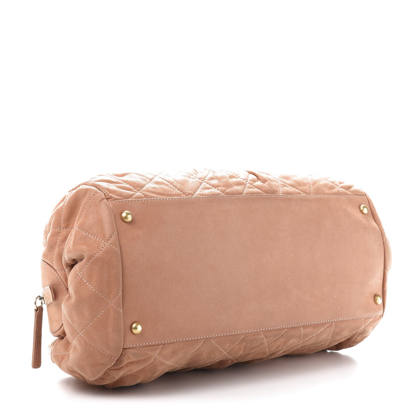 Iridescent Calfskin Chic Quilt Bowling Bag Dark Beige