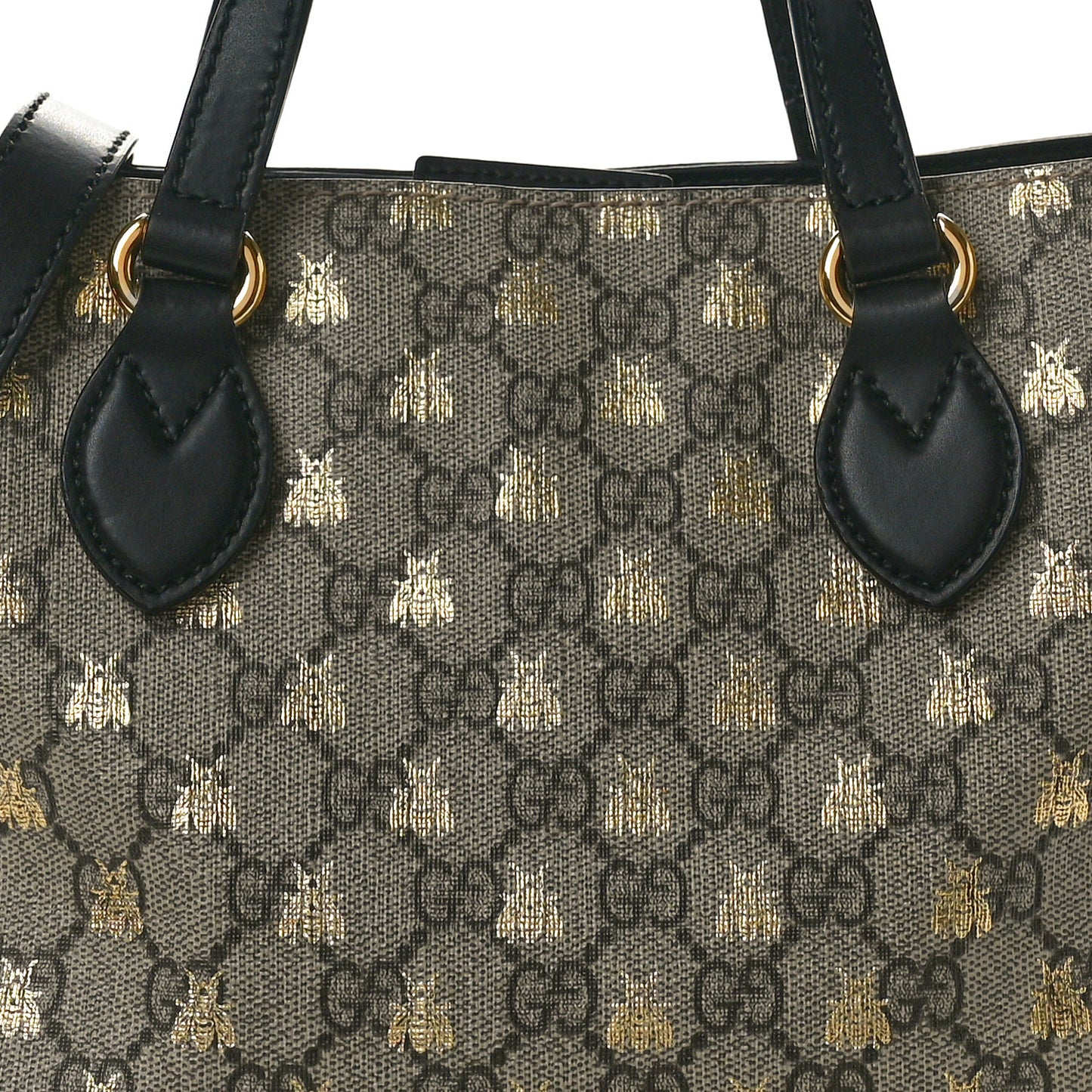 Soft GG Supreme Monogram Bees Small Crossbody Tote Beige Oro Black