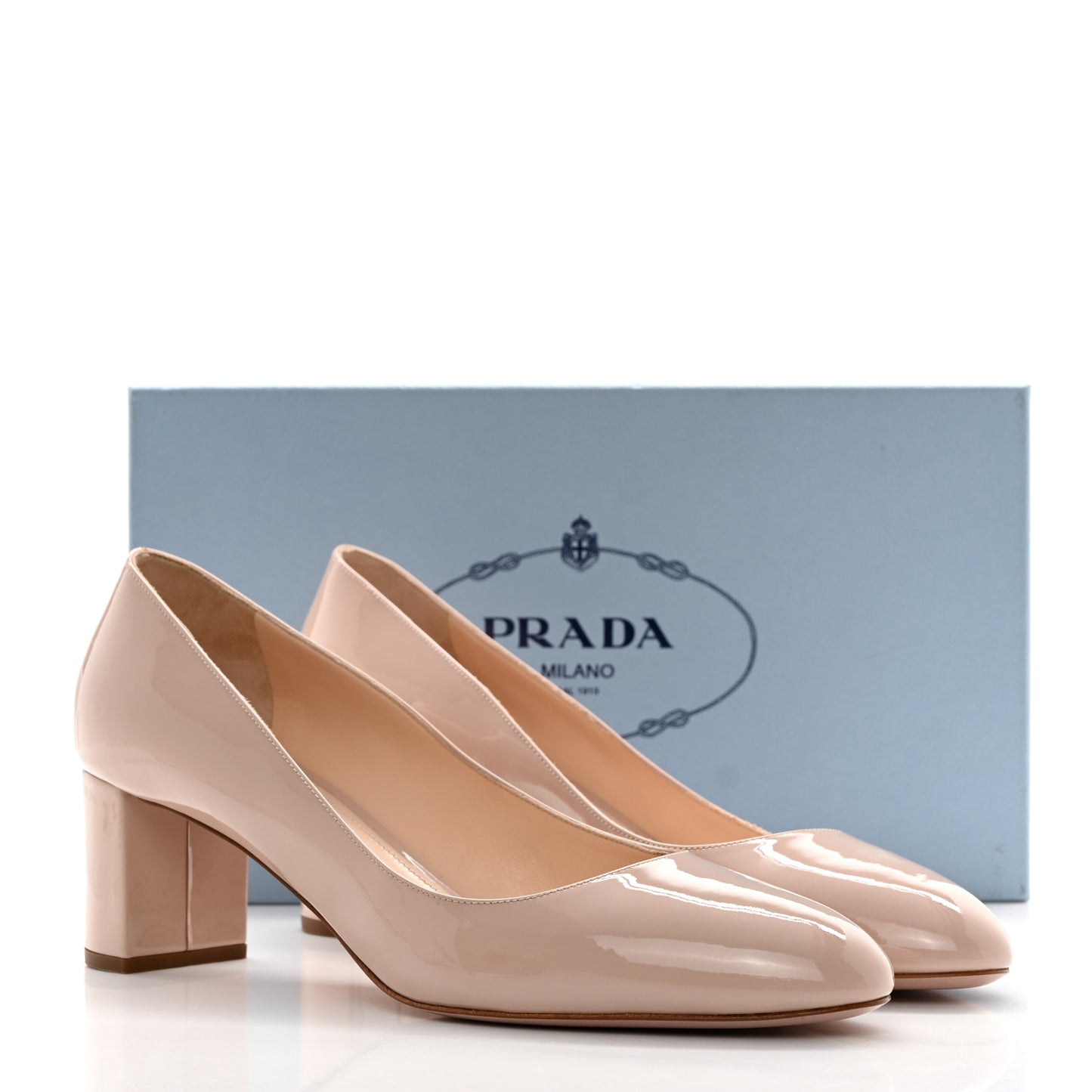 Vernice Block Heel 55mm Pumps 40 Cipria