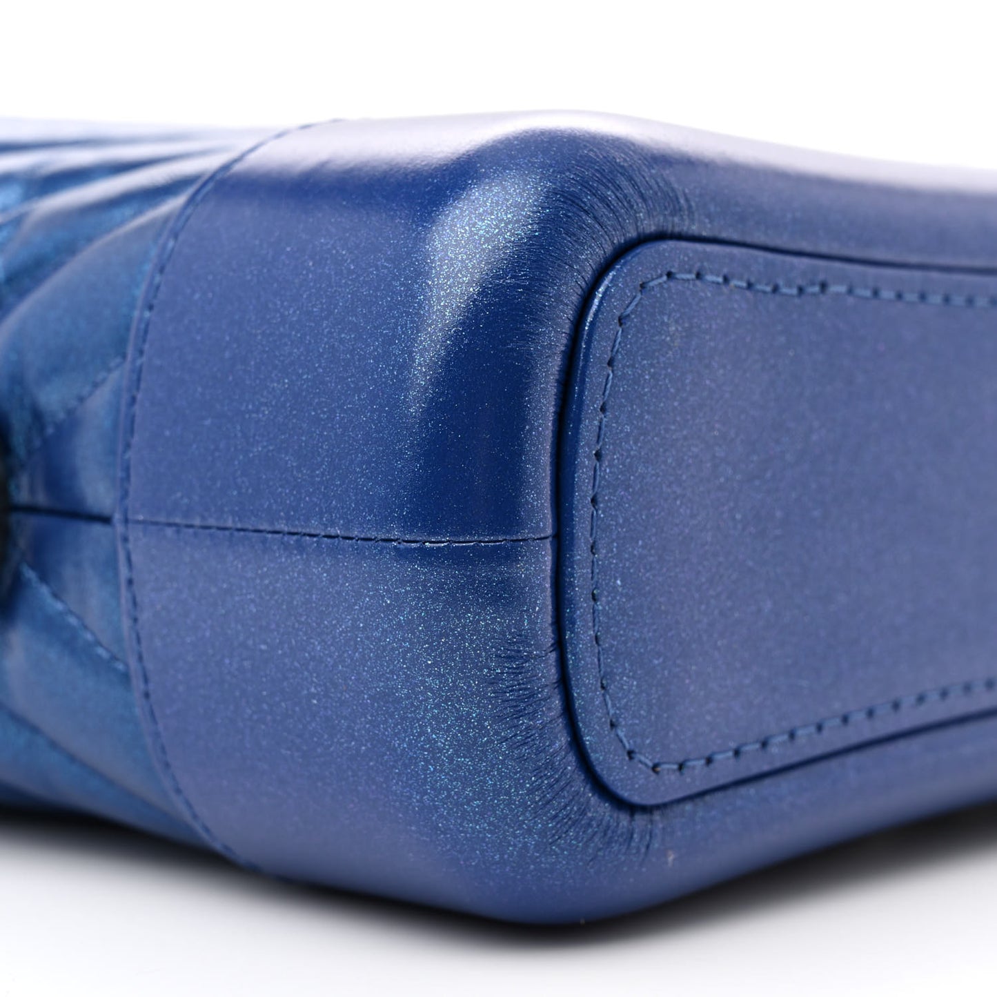 Metallic Calfskin Chevron Quilted Small Gabrielle Hobo Blue