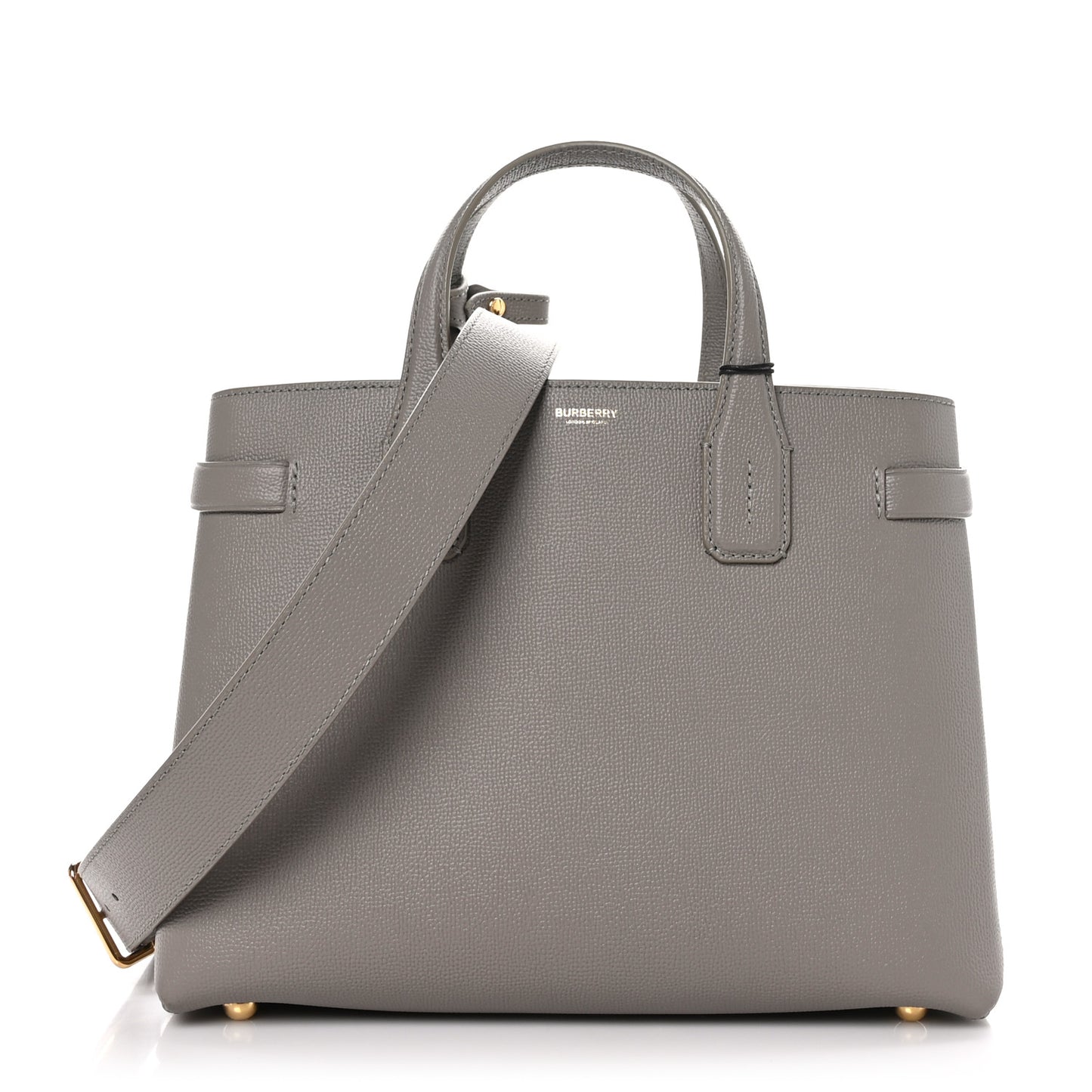 Grainy Calfskin House Check Medium Banner Tote Taupe Brown