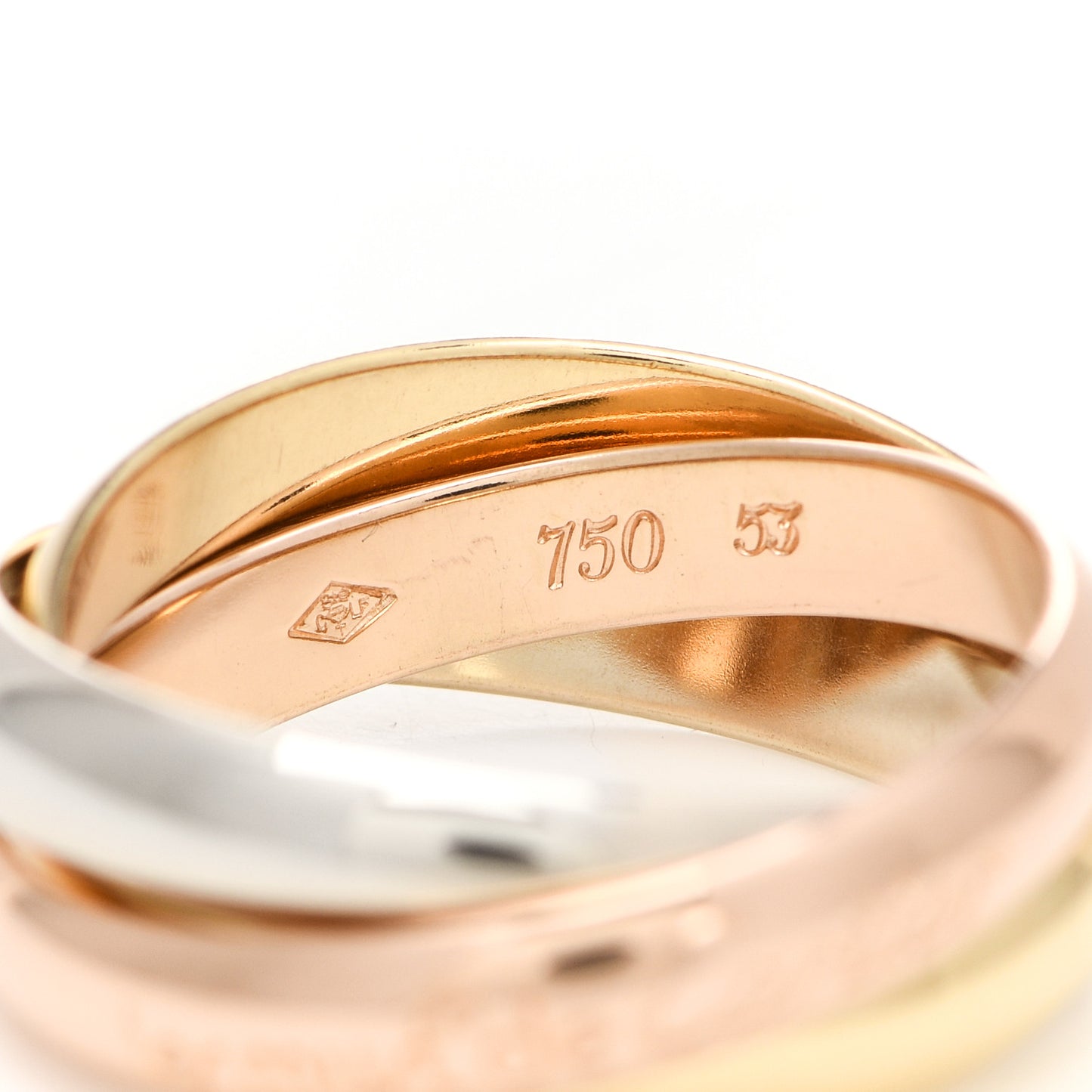 18K Pink Yellow White Gold Classic Les Must De Cartier Trinity Ring 53 6.25