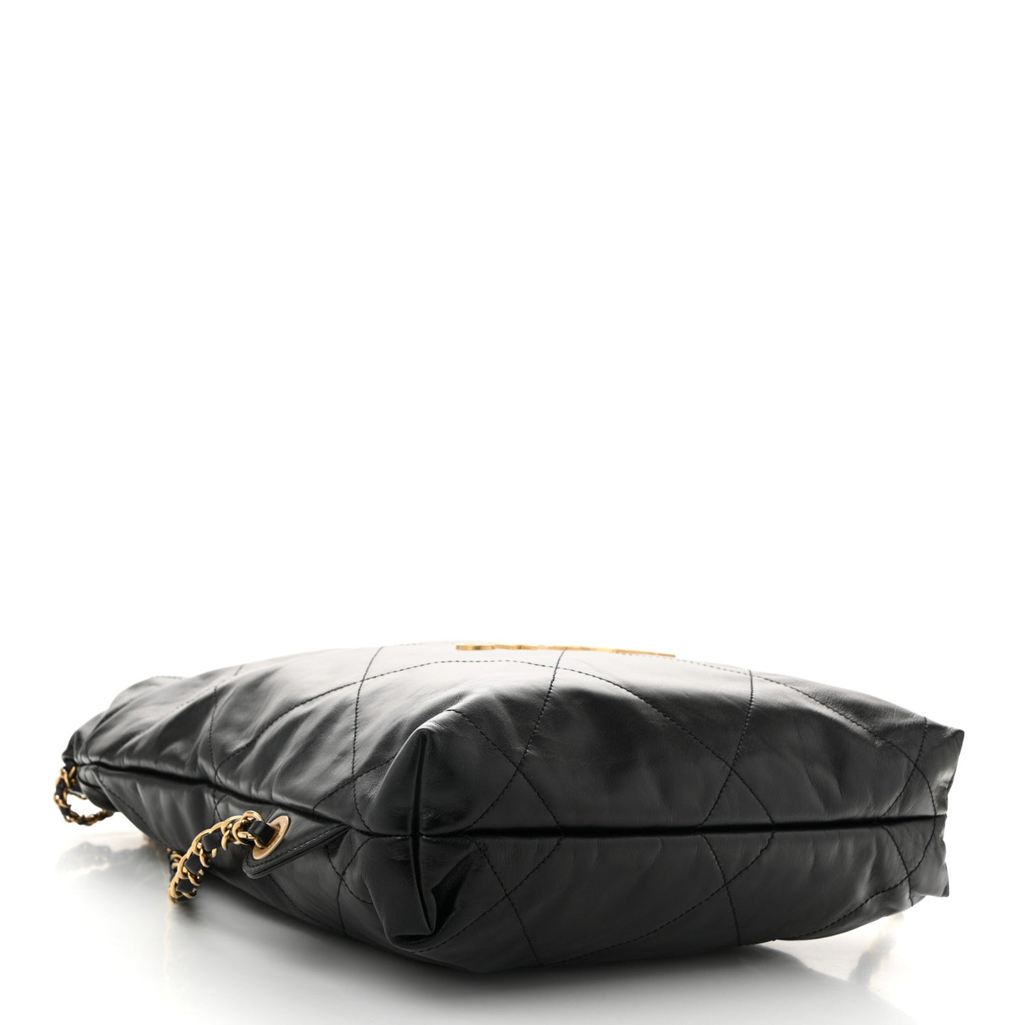 Shiny Calfskin Quilted Chanel 22 Backpack Black