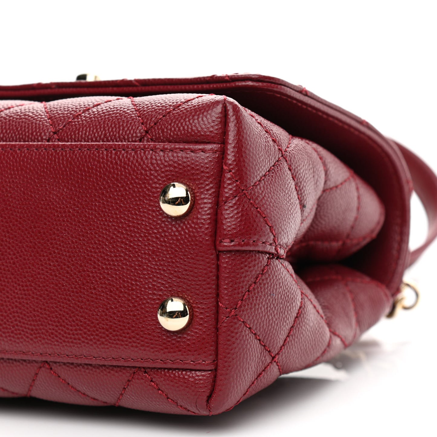 Caviar Quilted Lizard Embossed Extra Mini Coco Handle Flap Burgundy