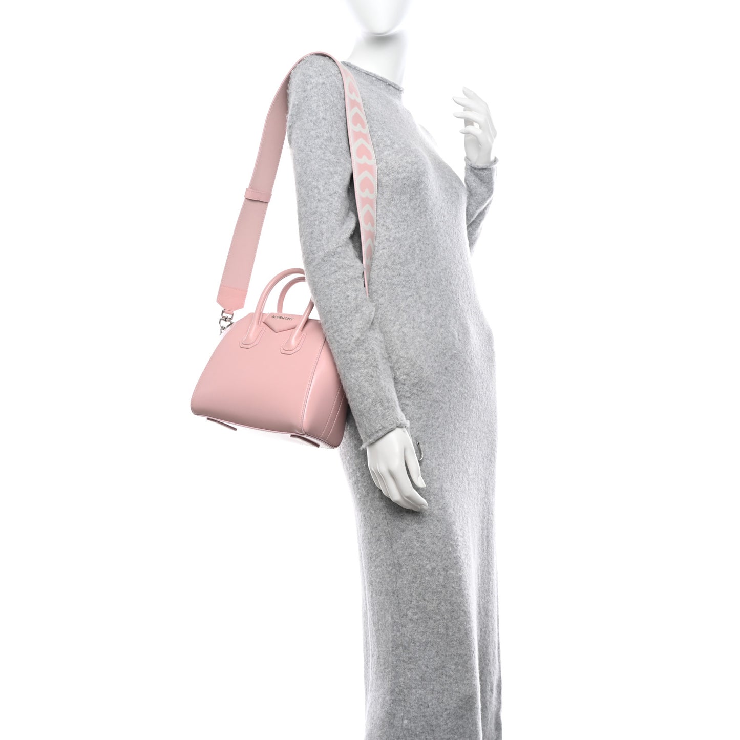Box Calfskin Mini Heart Antigona Top Handle Bag Blush Pink