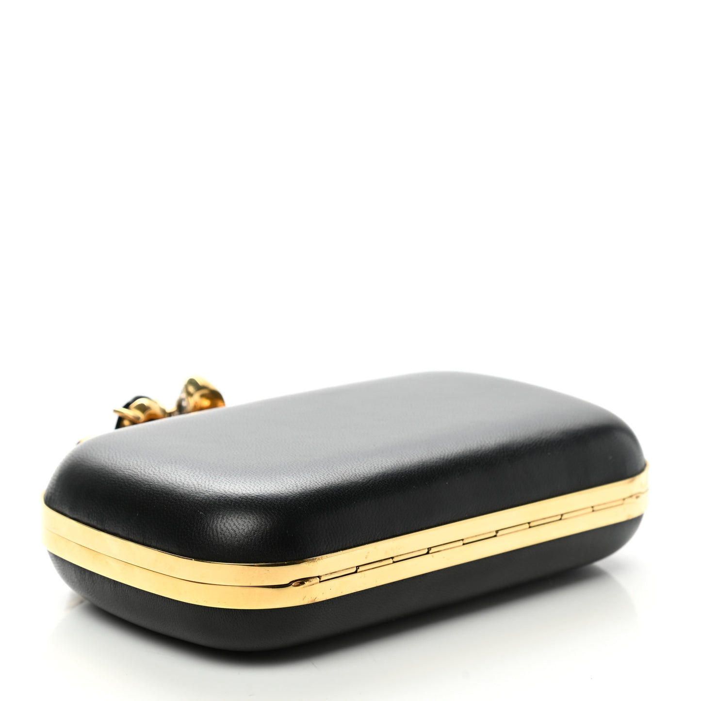 Nappa Skull Knuckle Duster Box Clutch Black