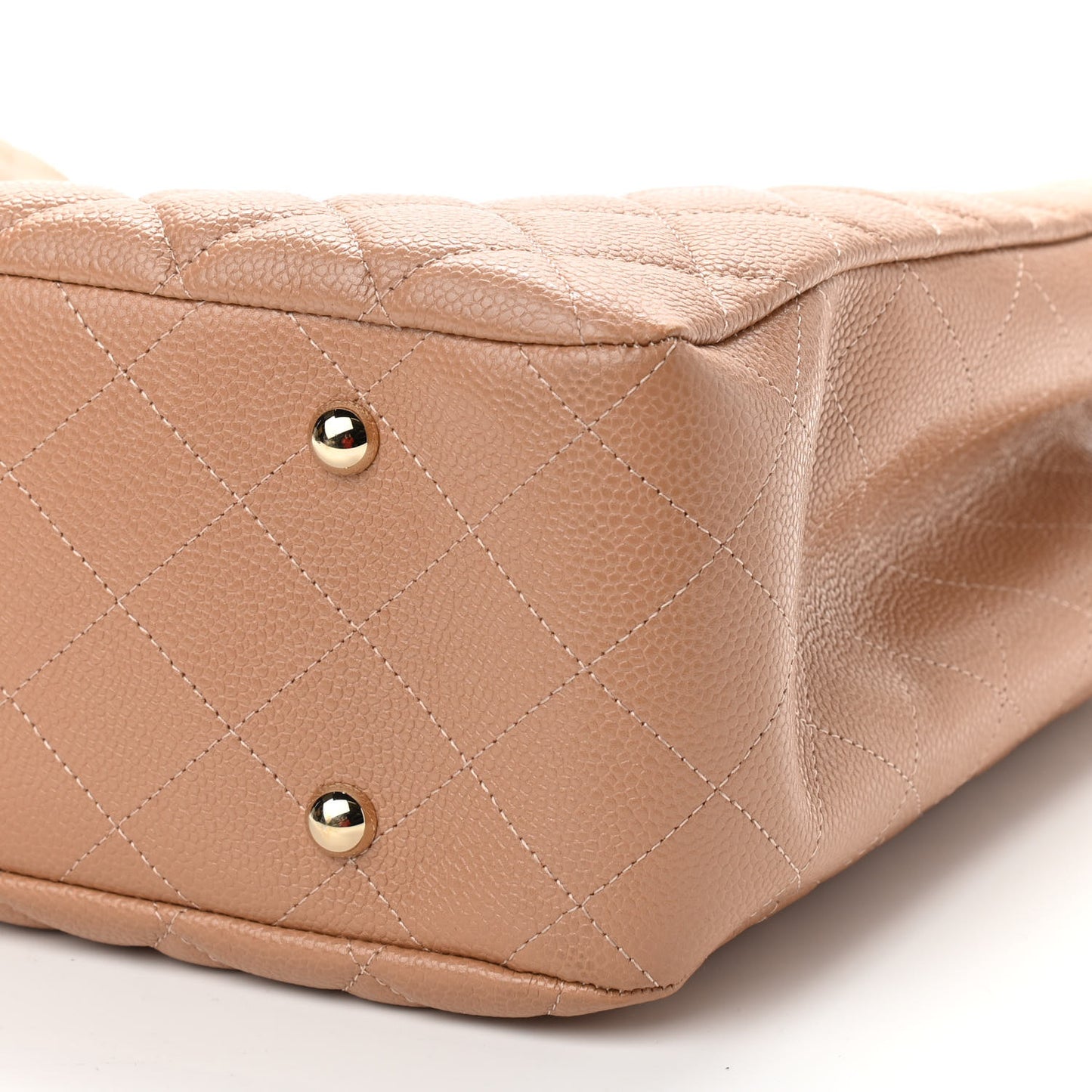 Caviar Quilted Large Shopping Tote Dark Beige