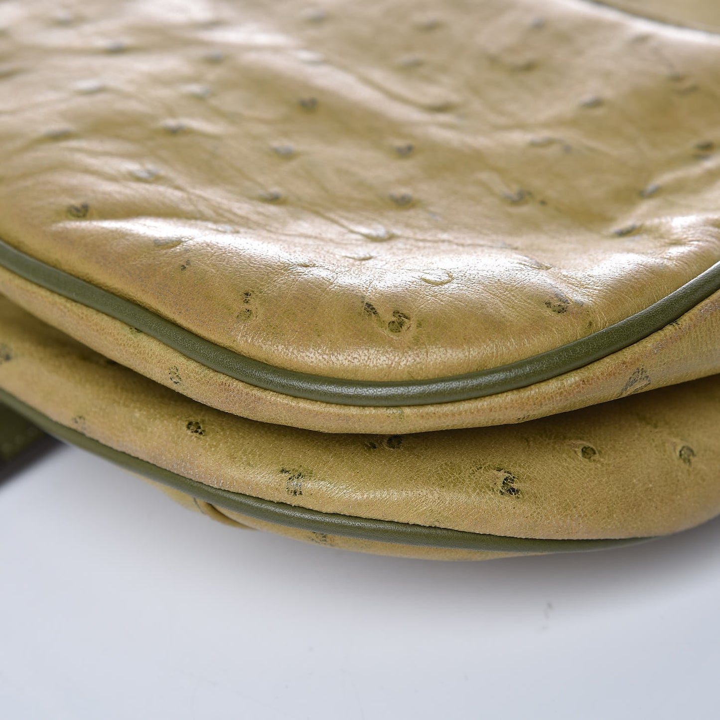 Ostrich Double Saddle Bag Green