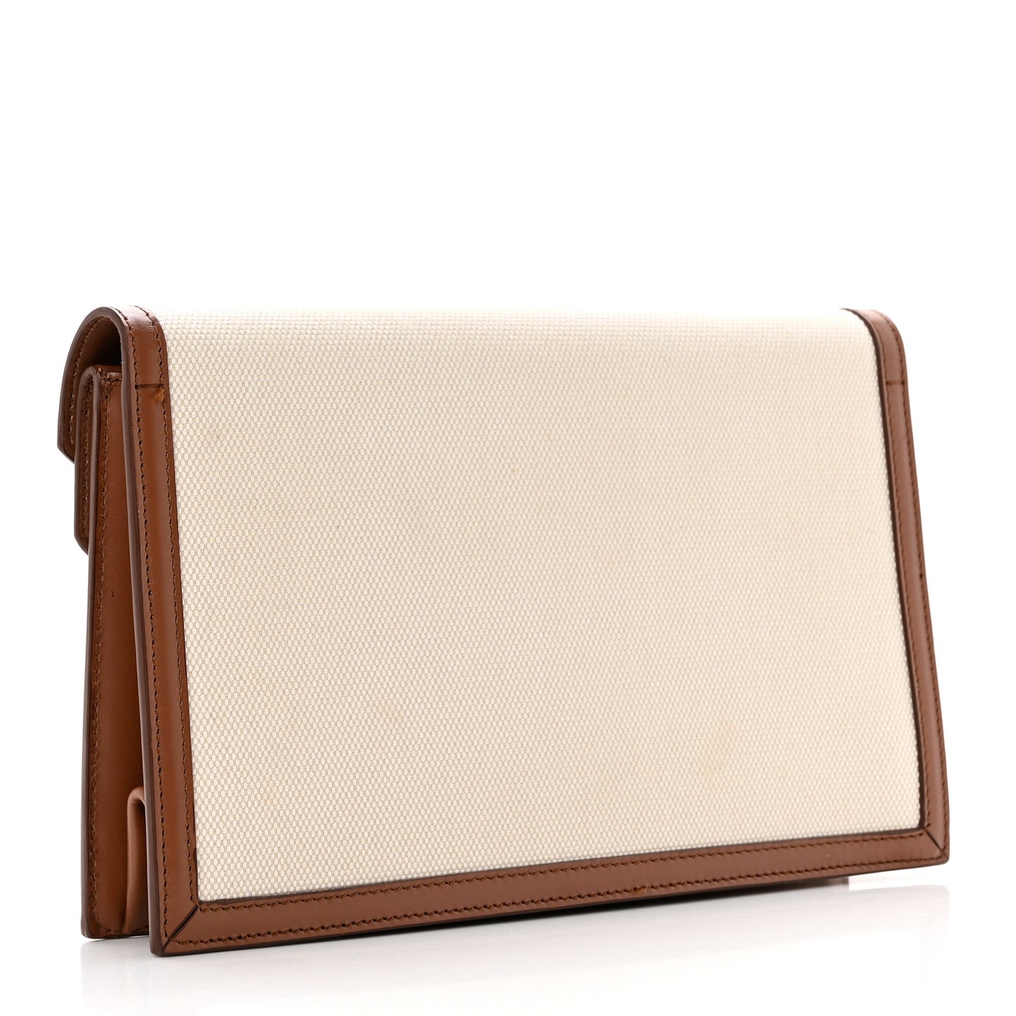 Canvas Calfskin Small TB Envelope Clutch Natural
