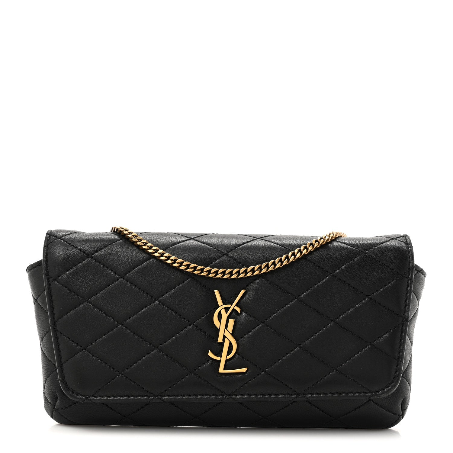 Saint Laurent Lambskin Quilted Gaby Phone Holder Crossbody Bag