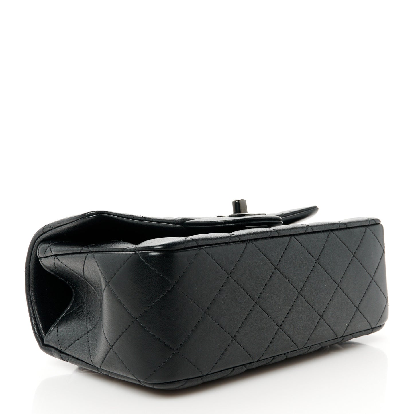 Lambskin Quilted Mini Top Handle Rectangular Flap So Black