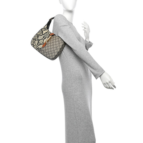GG Supreme Monogram Snakeskin Small Jackie 1961 Hobo Beige Ebony