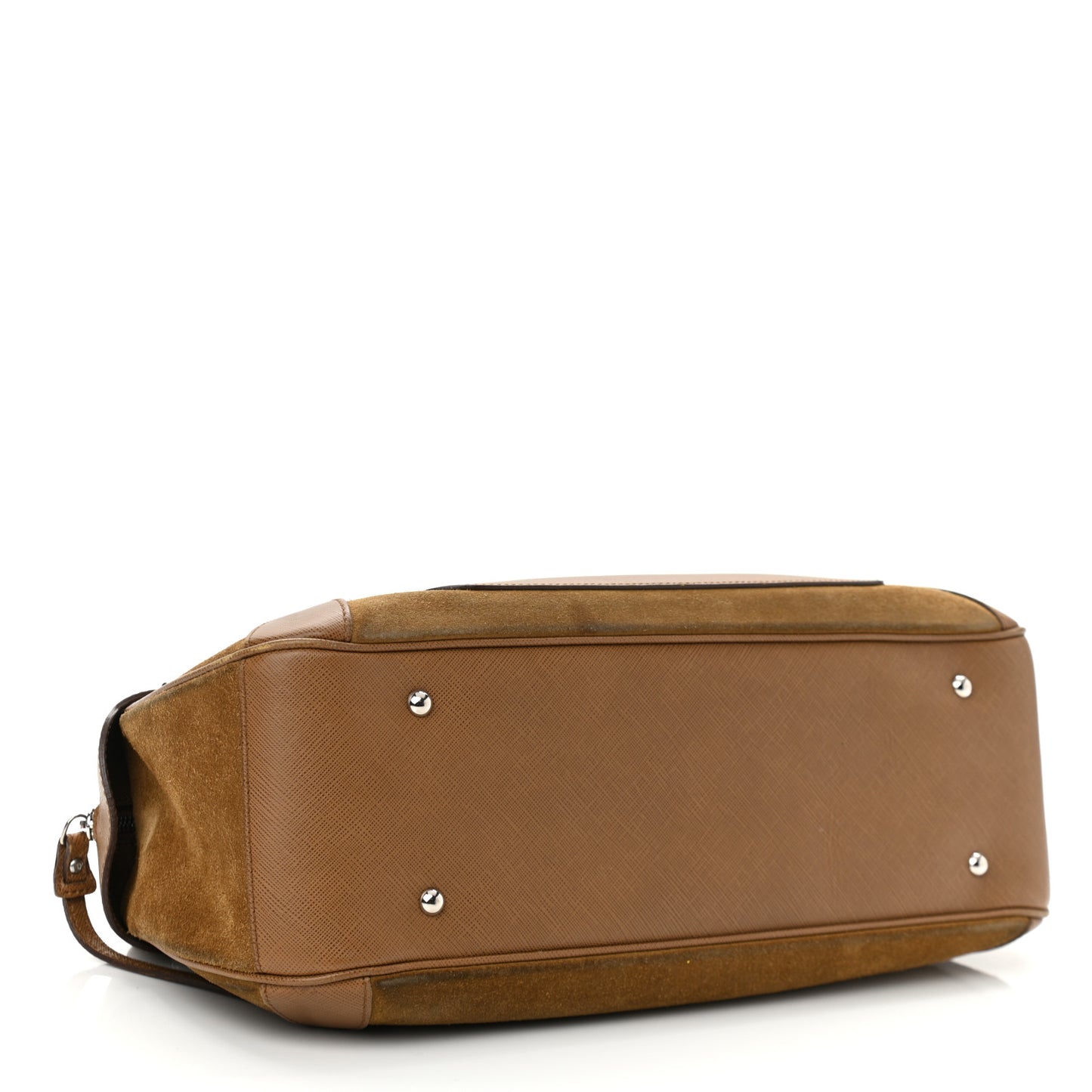Suede Printed Calfskin Gancini Satchel Brown