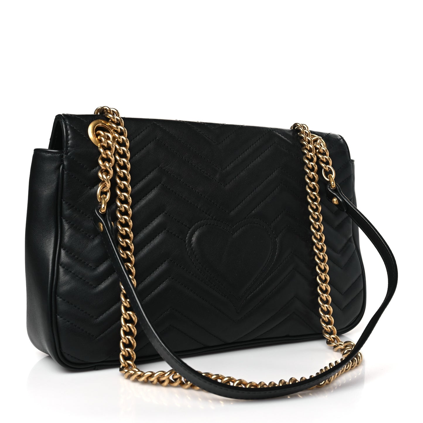 Calfskin Matelasse Medium GG Marmont Shoulder Bag Black