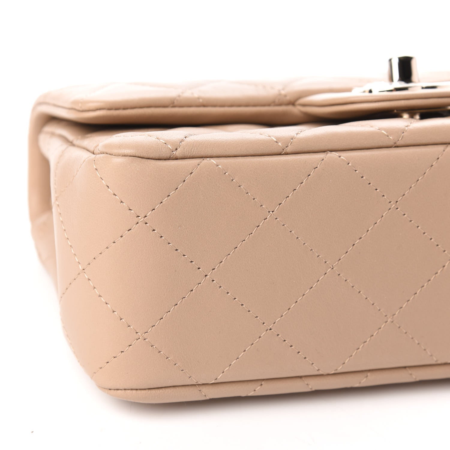 Chanel Lambskin Quilted Mini Rectangular Flap Dark Beige 6 of 10