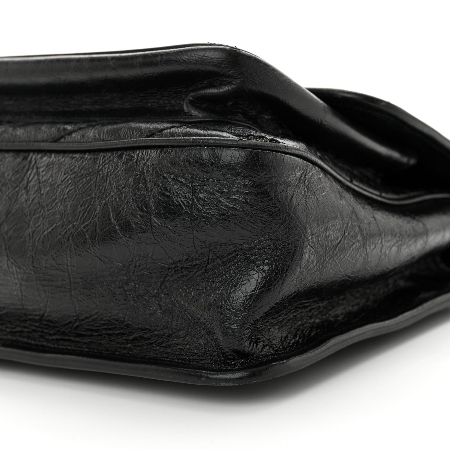 Crinkled Calfskin Matelasse Monogram Medium Niki Chain Satchel Black