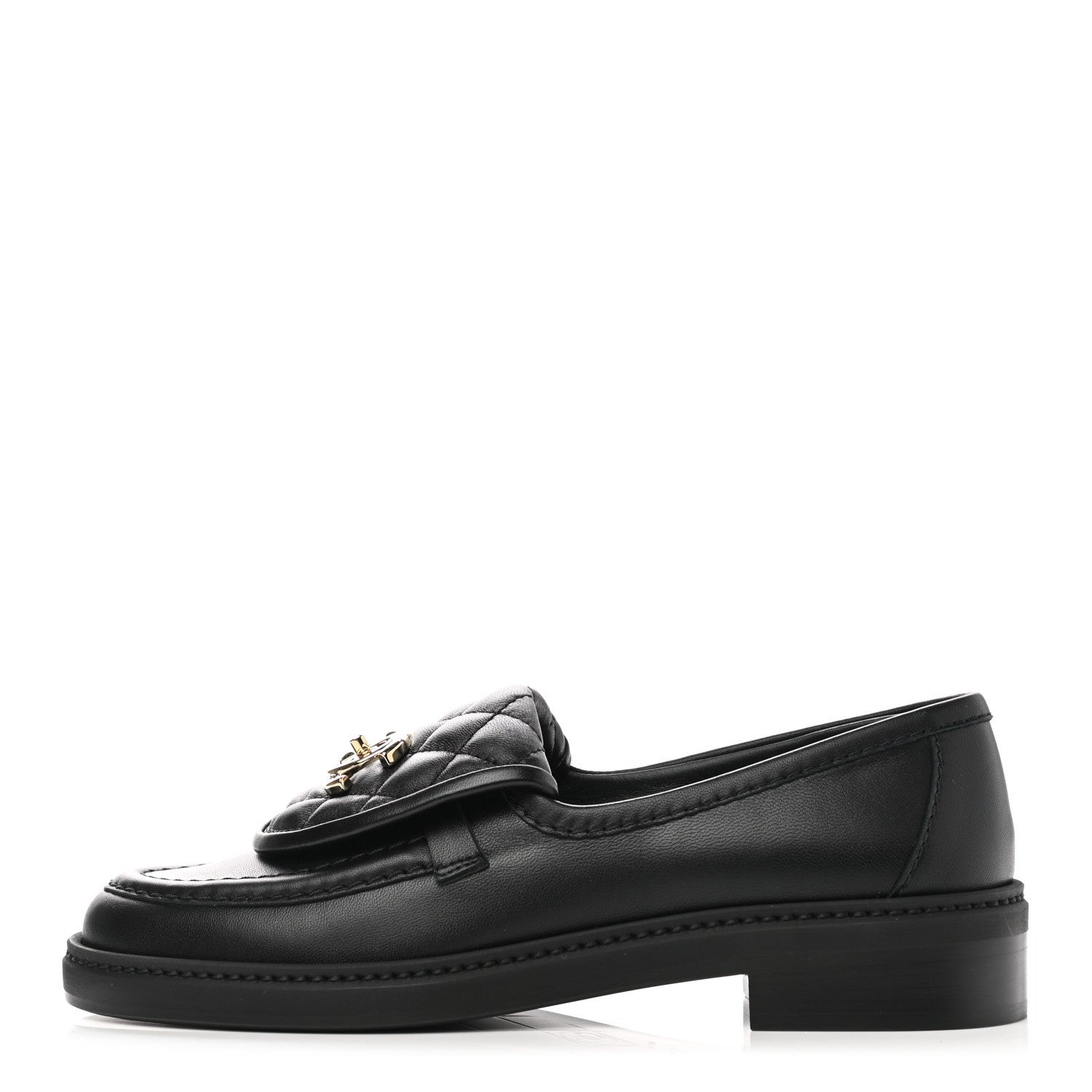 Chanel Lambskin Quilted CC Turnlock Loafers 35.5 Black 1 of 10