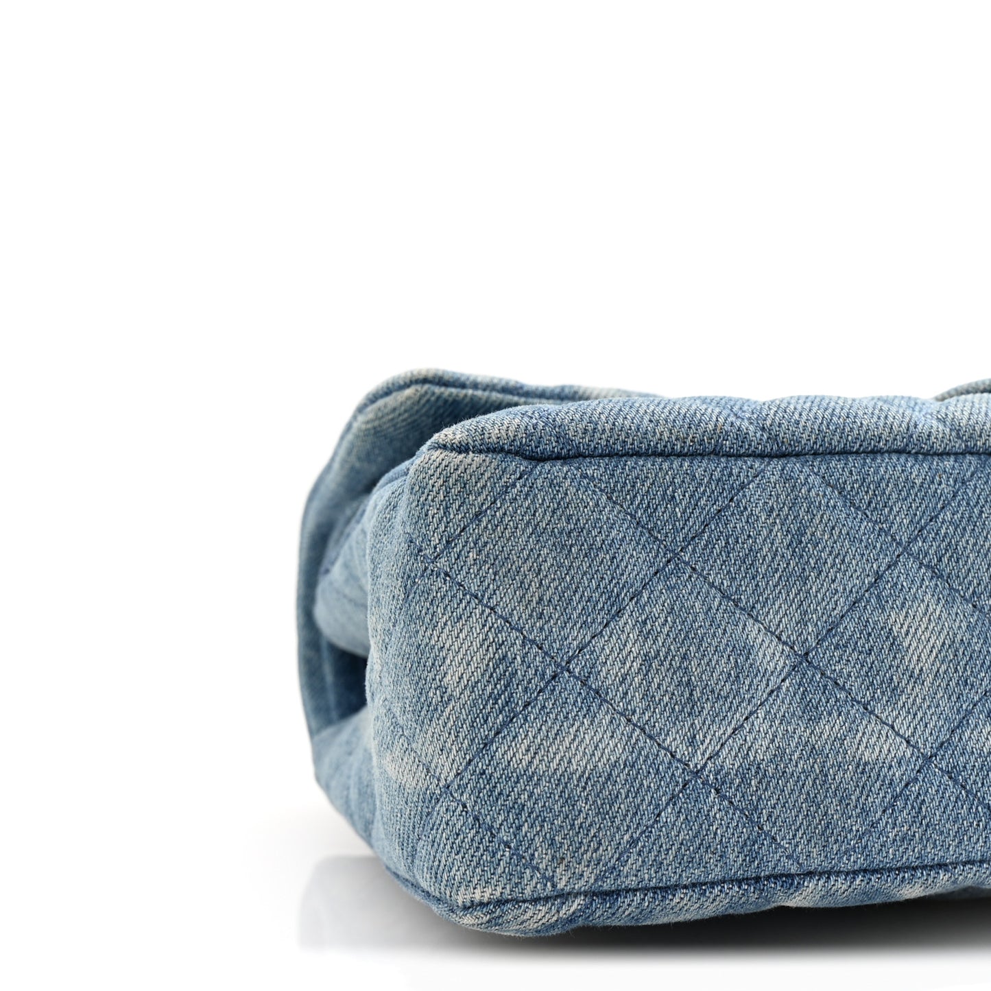Denim Quilted Medium Double Flap Blue