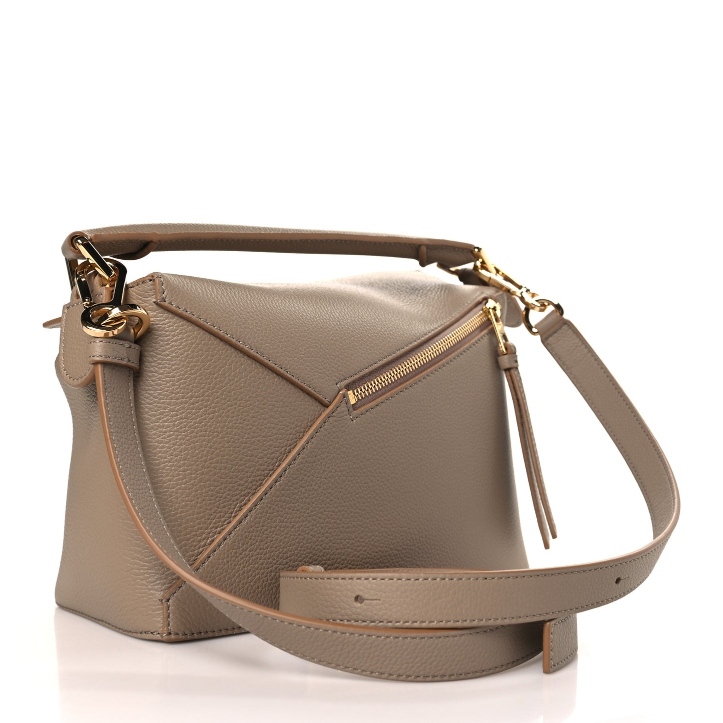 Grained Calfskin Small Puzzle Edge Bag Sand