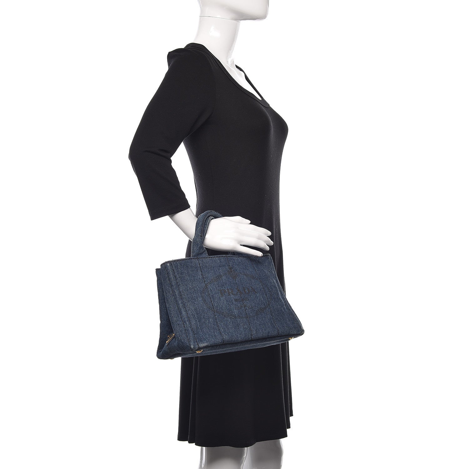 Prada Denim Logo Tote Avio 2 of 15