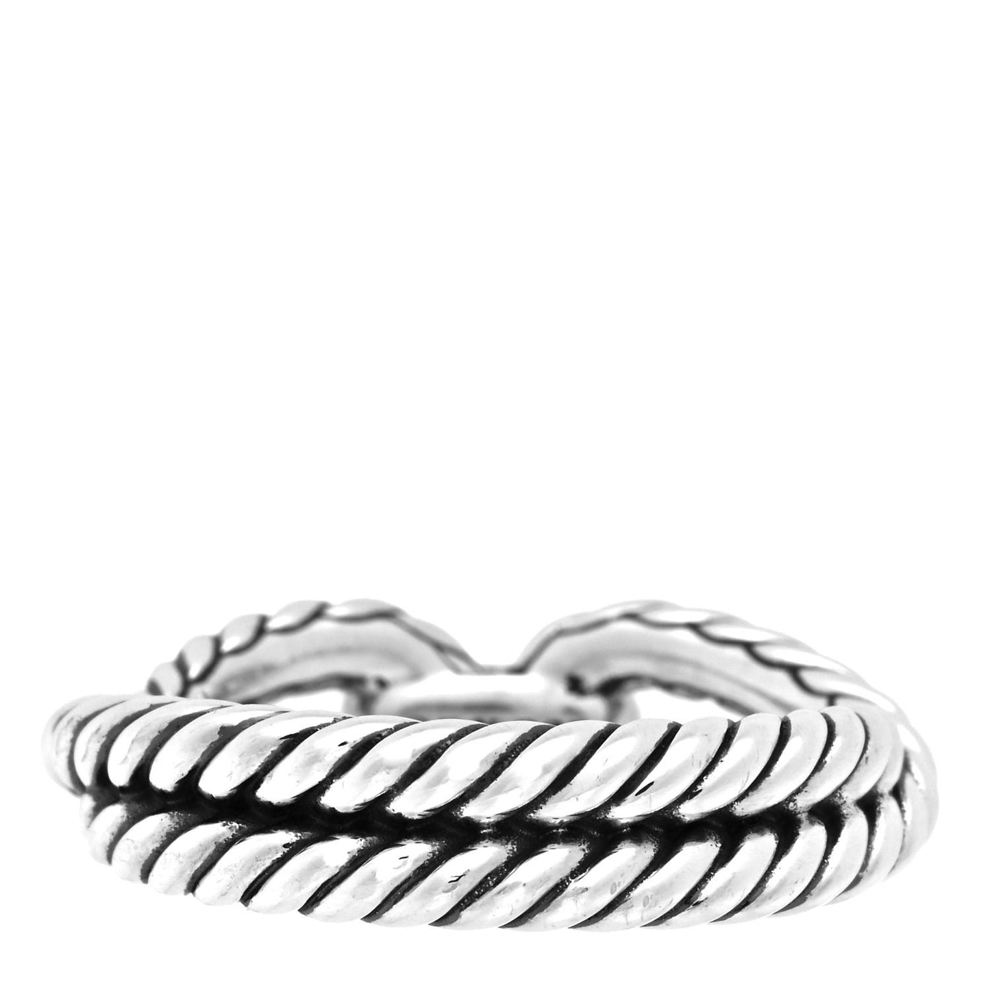 Sterling Silver Pave Diamond Cable Loop Ring 53 6.5