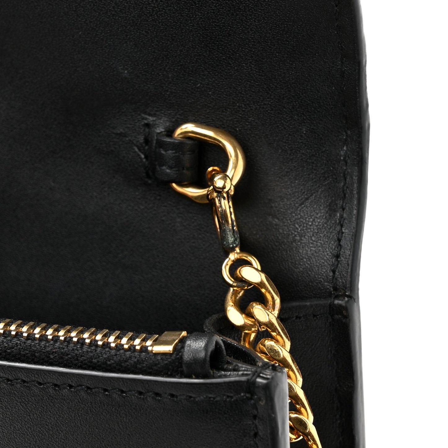 Smooth Calfskin Classic Monogram Kate Tassel Chain Wallet Black