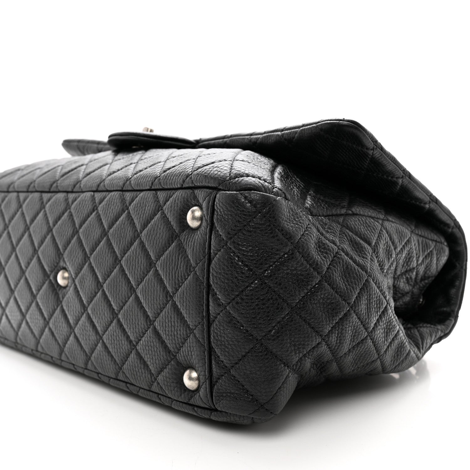 Chanel Grained Calfskin Quilted XXL Travel Flap Bag Black 9 of 10