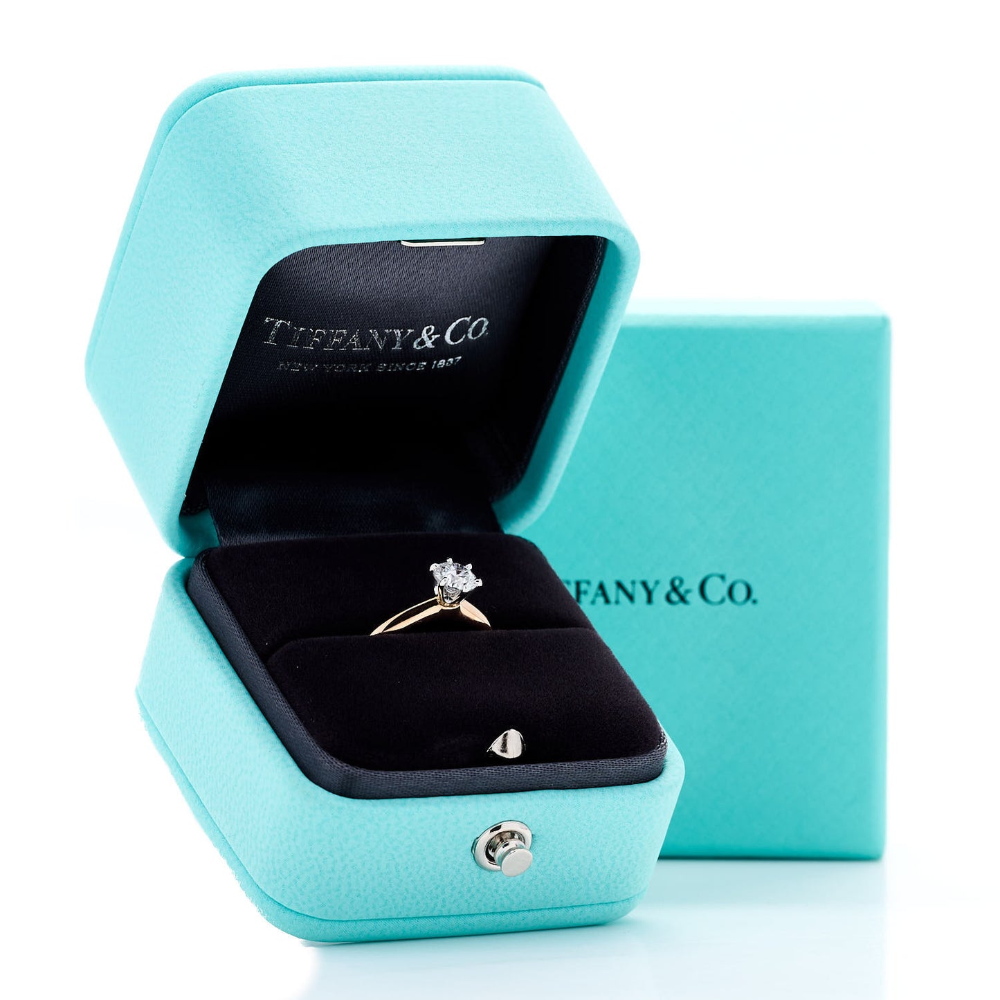 18K Rose Gold Platinum Diamond .44ct Solitaire Engagement Ring 45 3.25