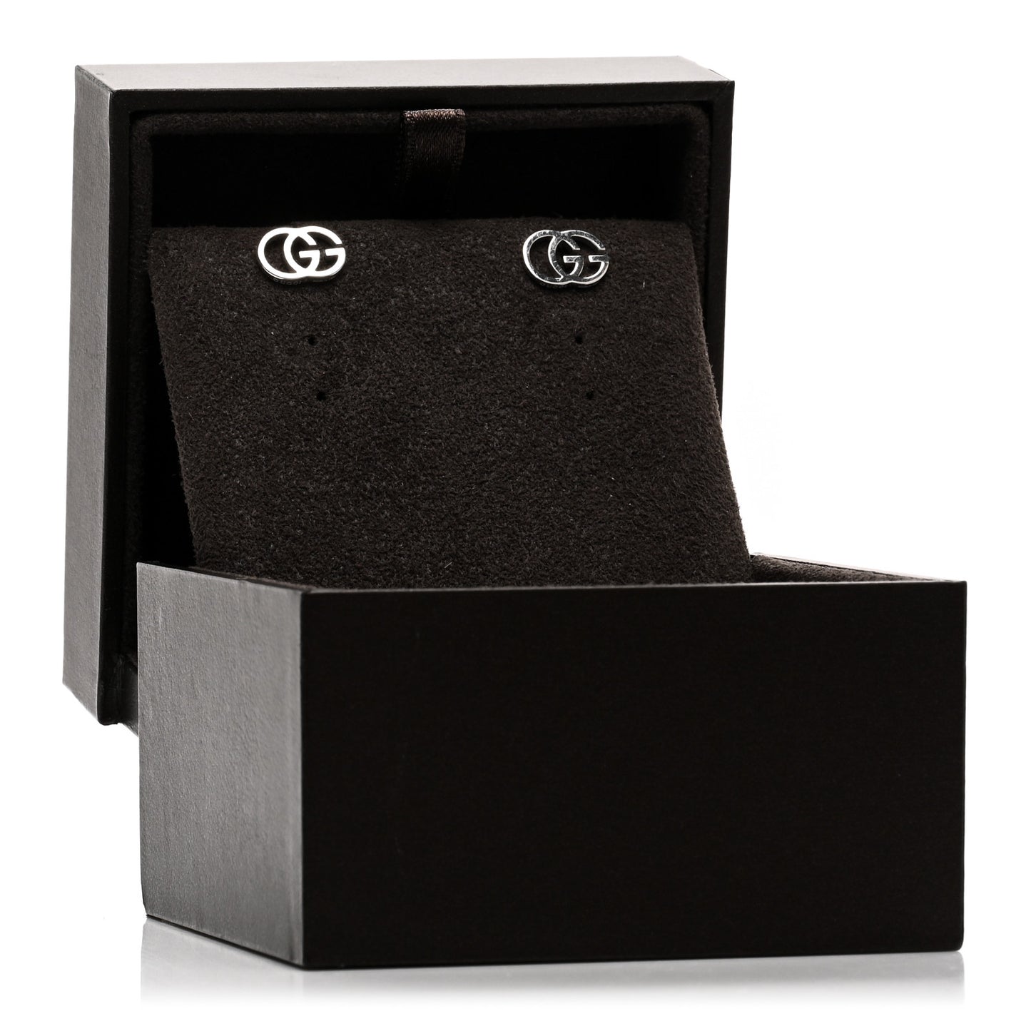 18K White Gold GG Tissue Stud Earrings