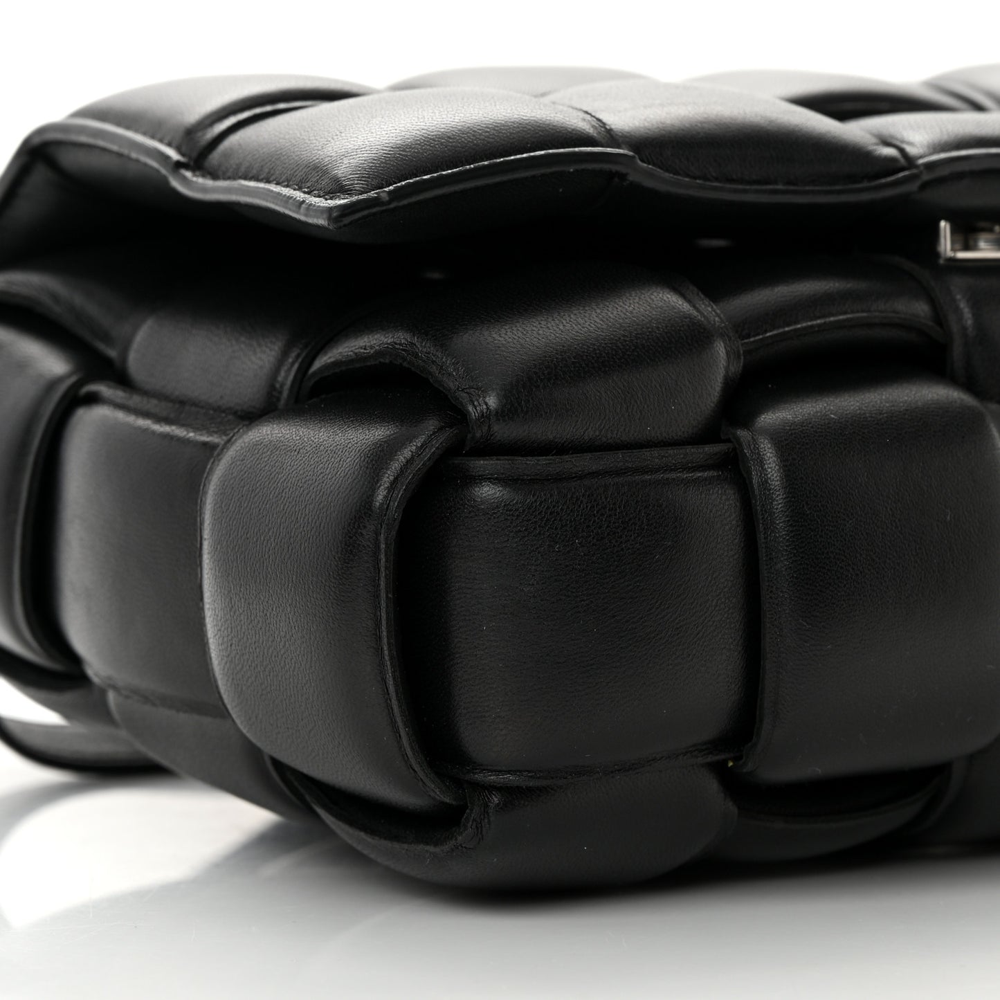 Nappa Maxi Intreccio Padded Cassette Crossbody Bag Black