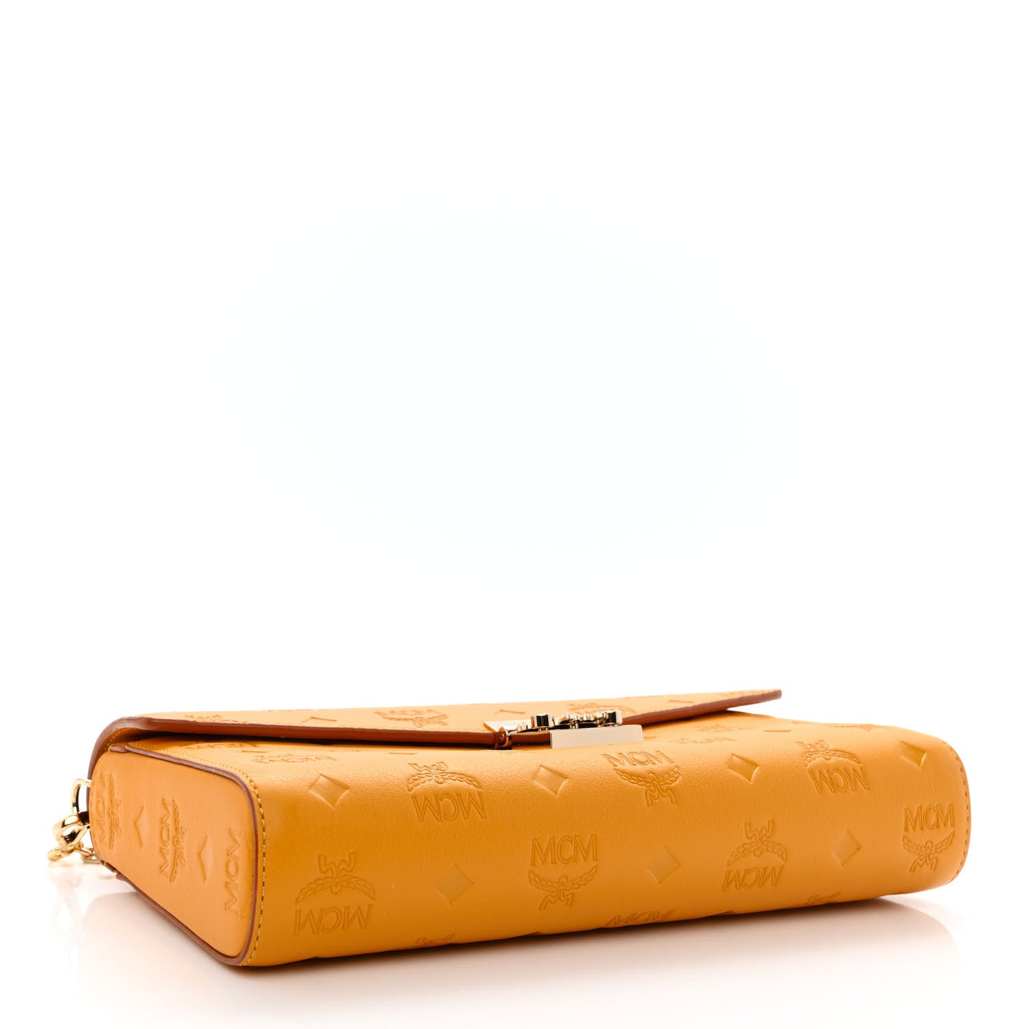 MCM Calfskin Ottomar Monogram Medium Millie Crossbody Bag Golden Mango 4 of 10