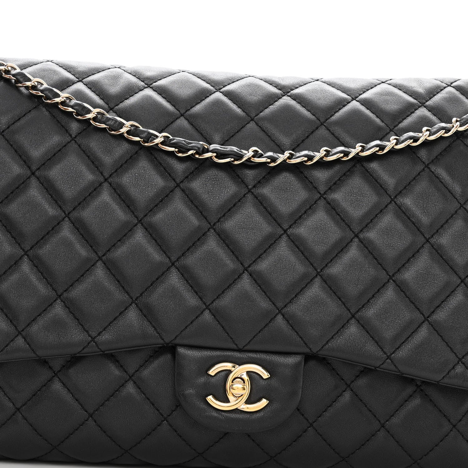 Chanel Metallized Calfskin Quilted Small XXL Travel Flap Bag Black 8 of 10