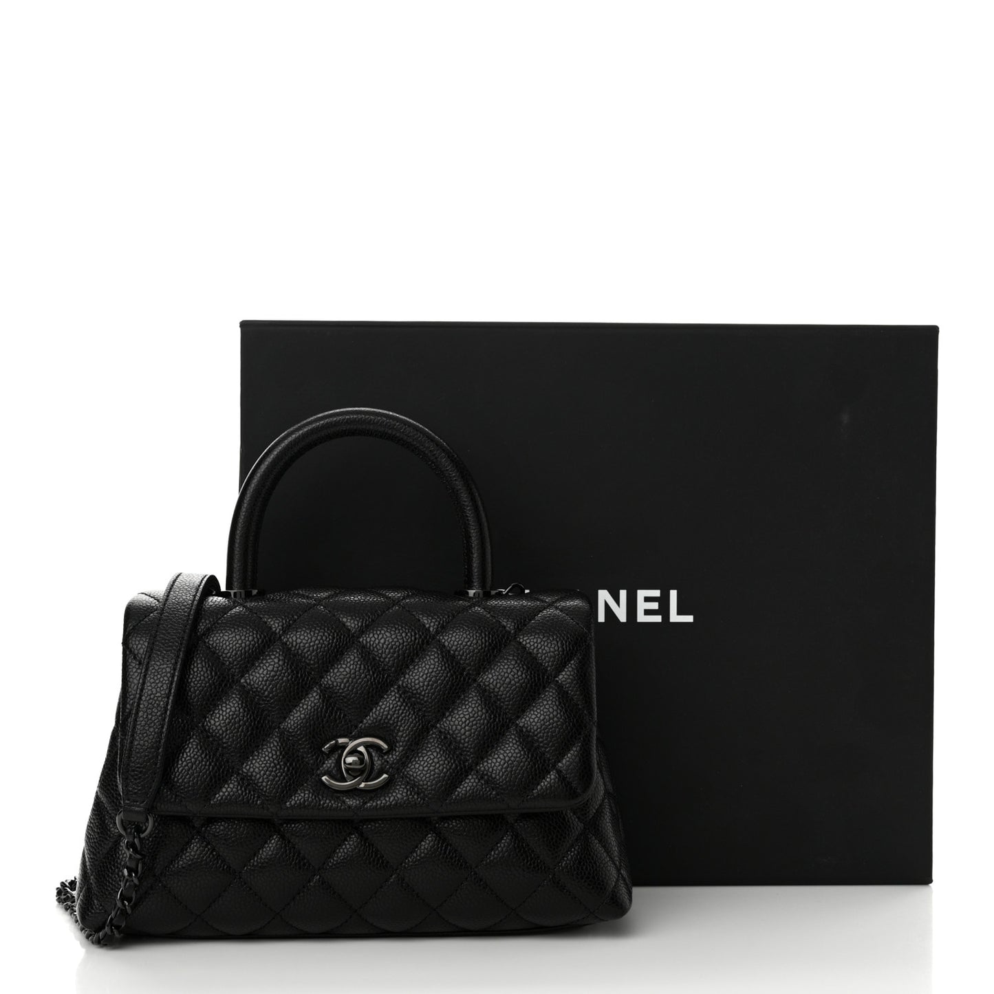 Caviar Quilted Mini Coco Handle Flap So Black