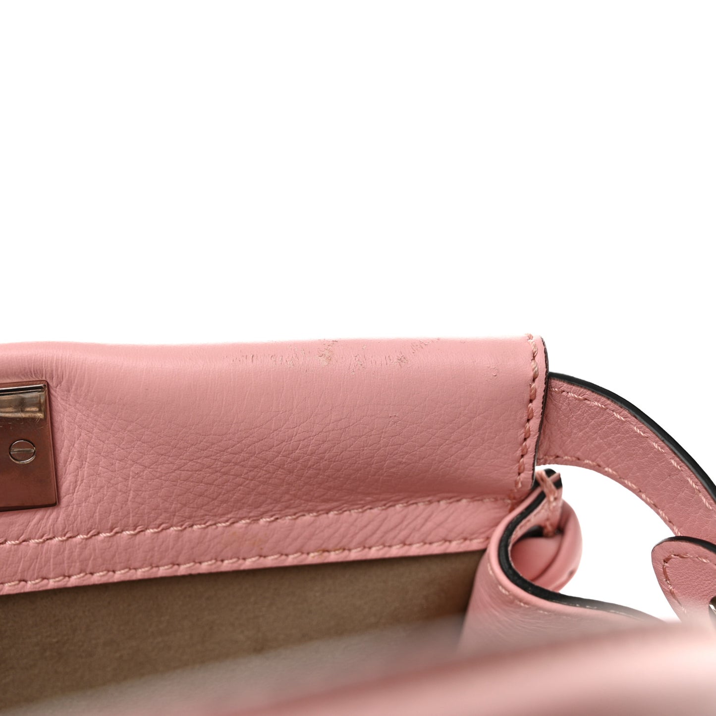 Vitello Seta Lace Up Medium Peekaboo Iconic Satchel Bubblegum