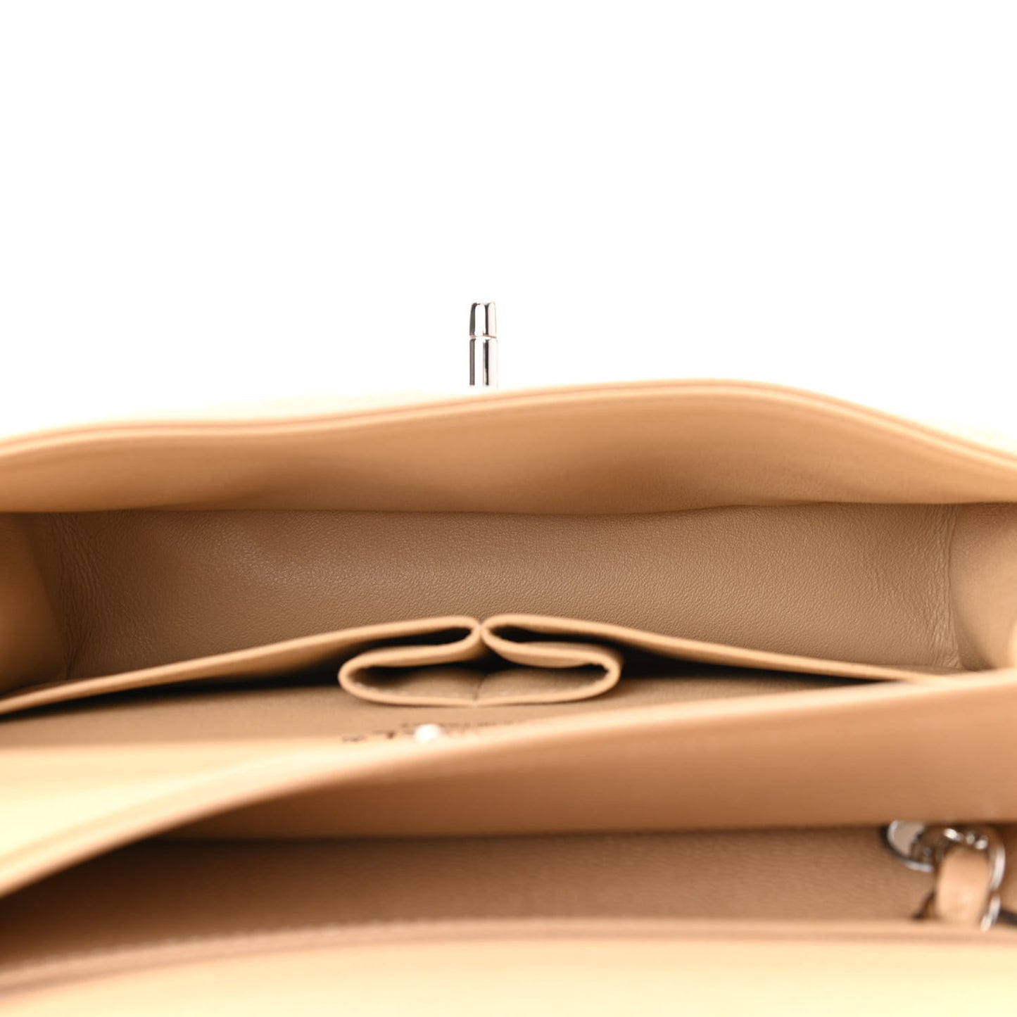 Caviar Quilted Small Double Flap Beige