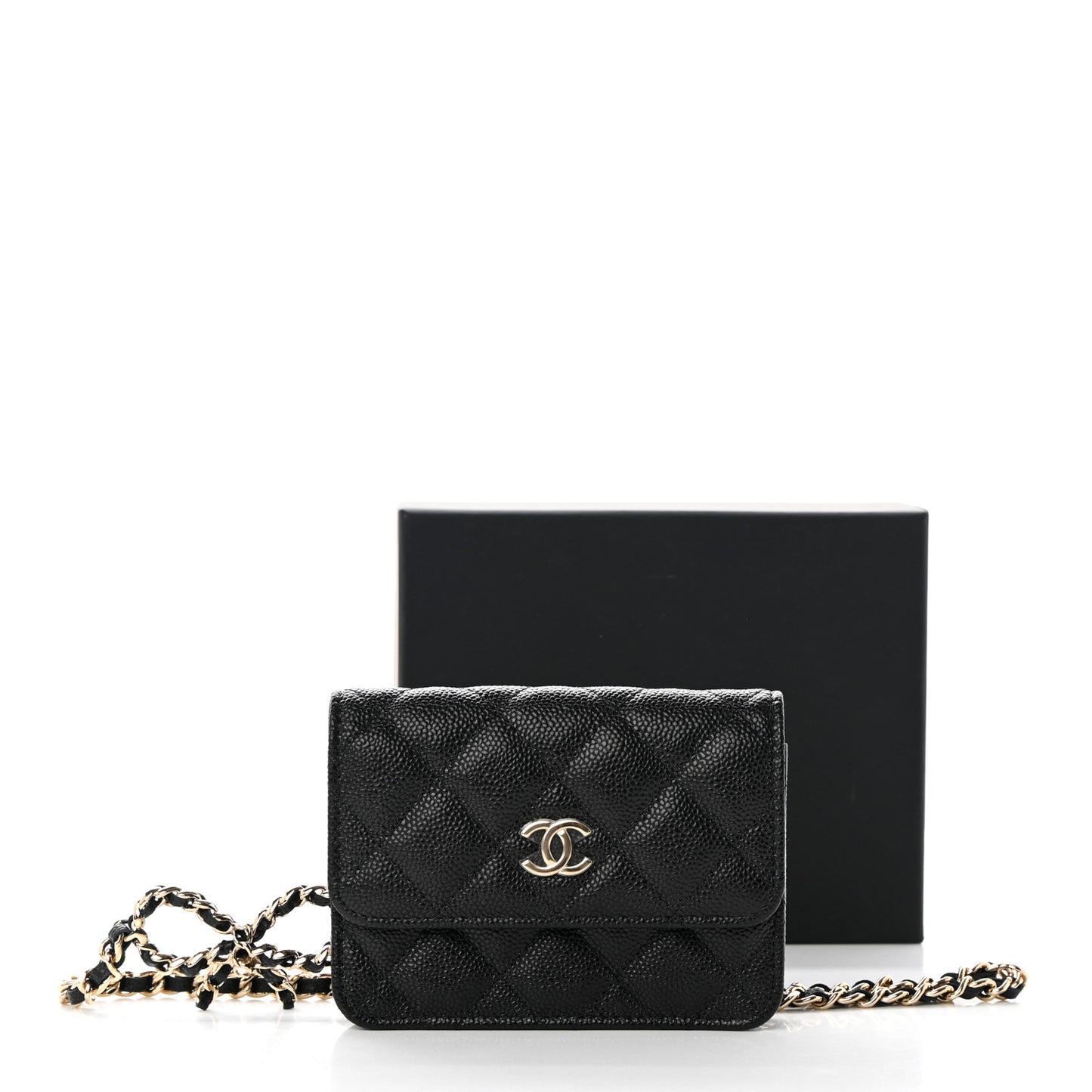 Caviar Quilted Bow Belt Bag Black