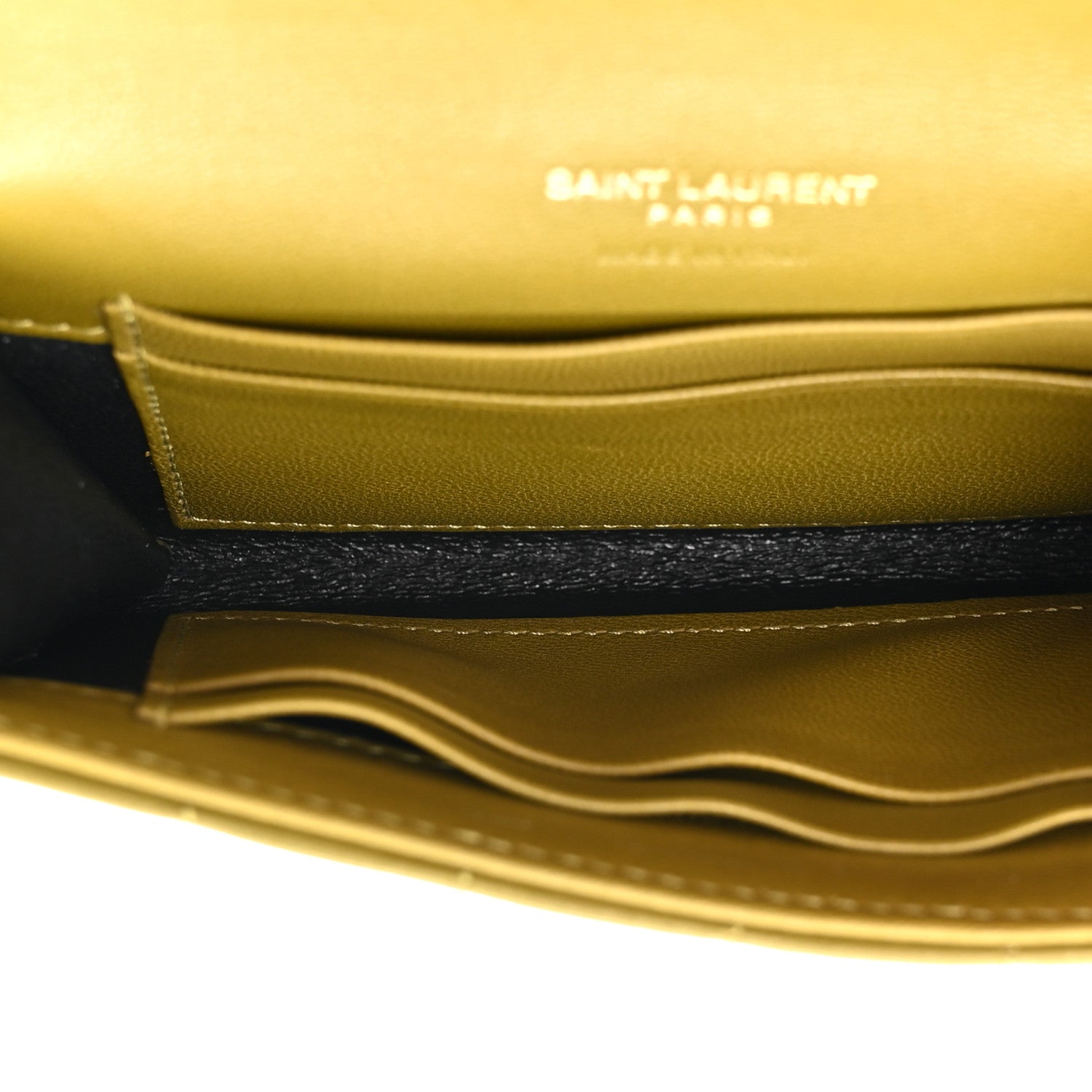 Saint Laurent Lambskin Carre Quilted Cassandre Small Envelope Wallet Olive Drab 5 of 7