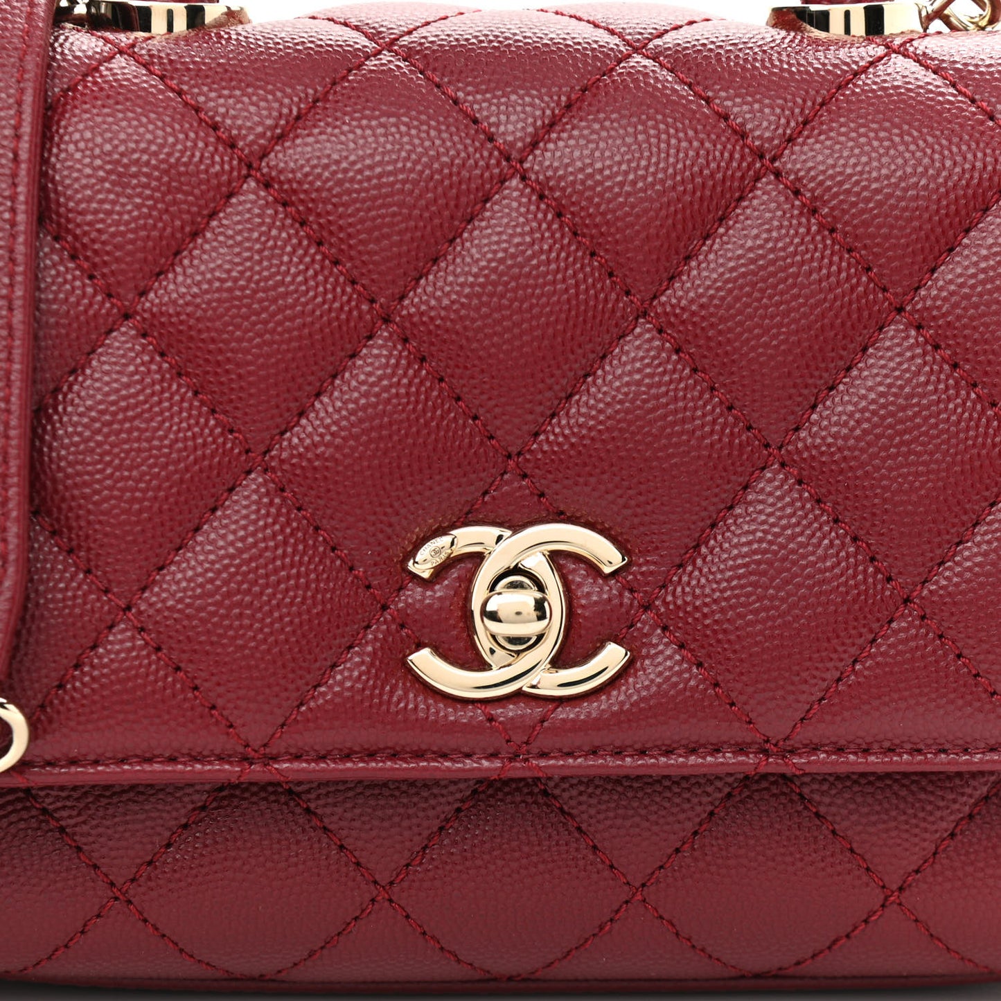 Caviar Quilted Lizard Embossed Extra Mini Coco Handle Flap Burgundy