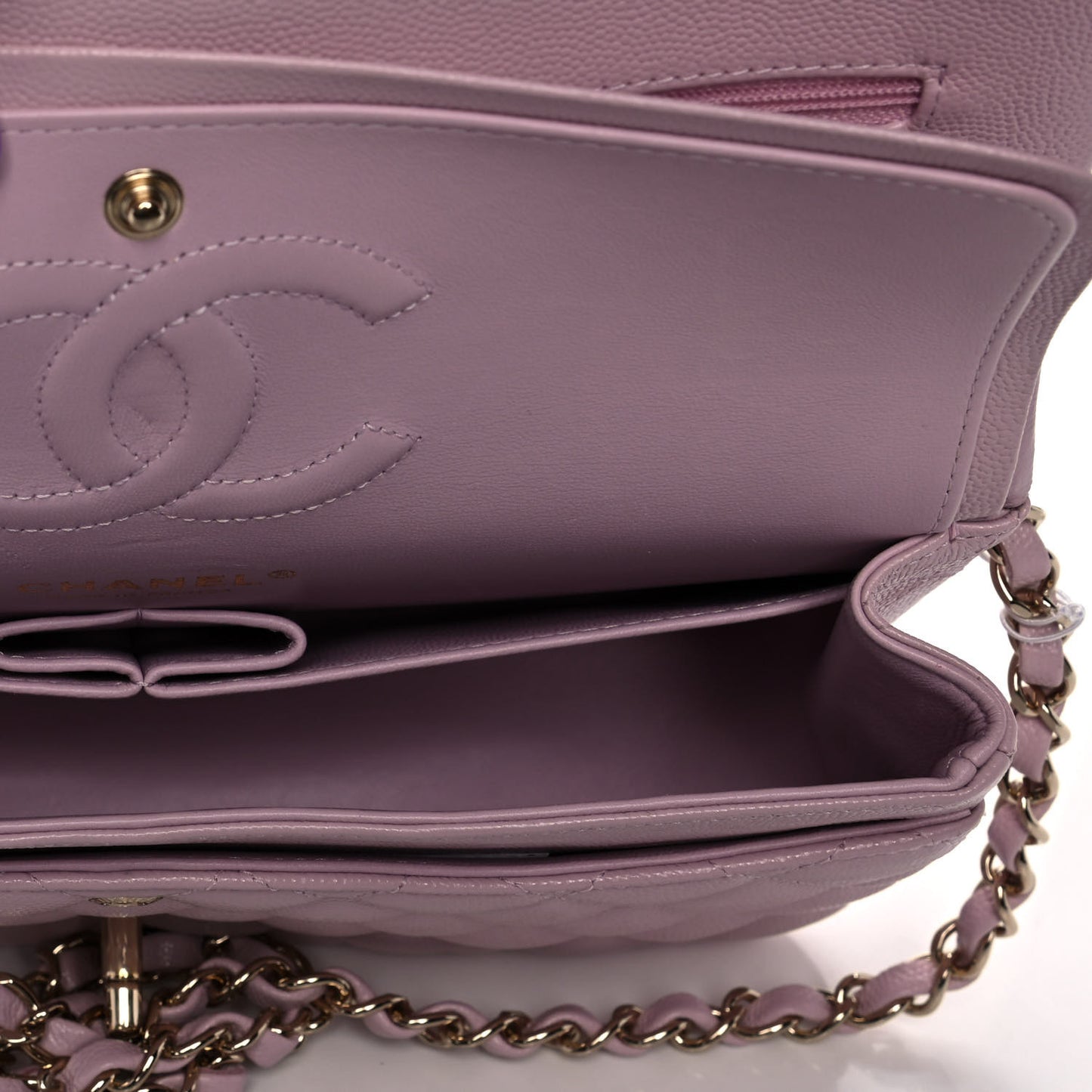 Caviar Quilted Medium Double Flap Light Pink