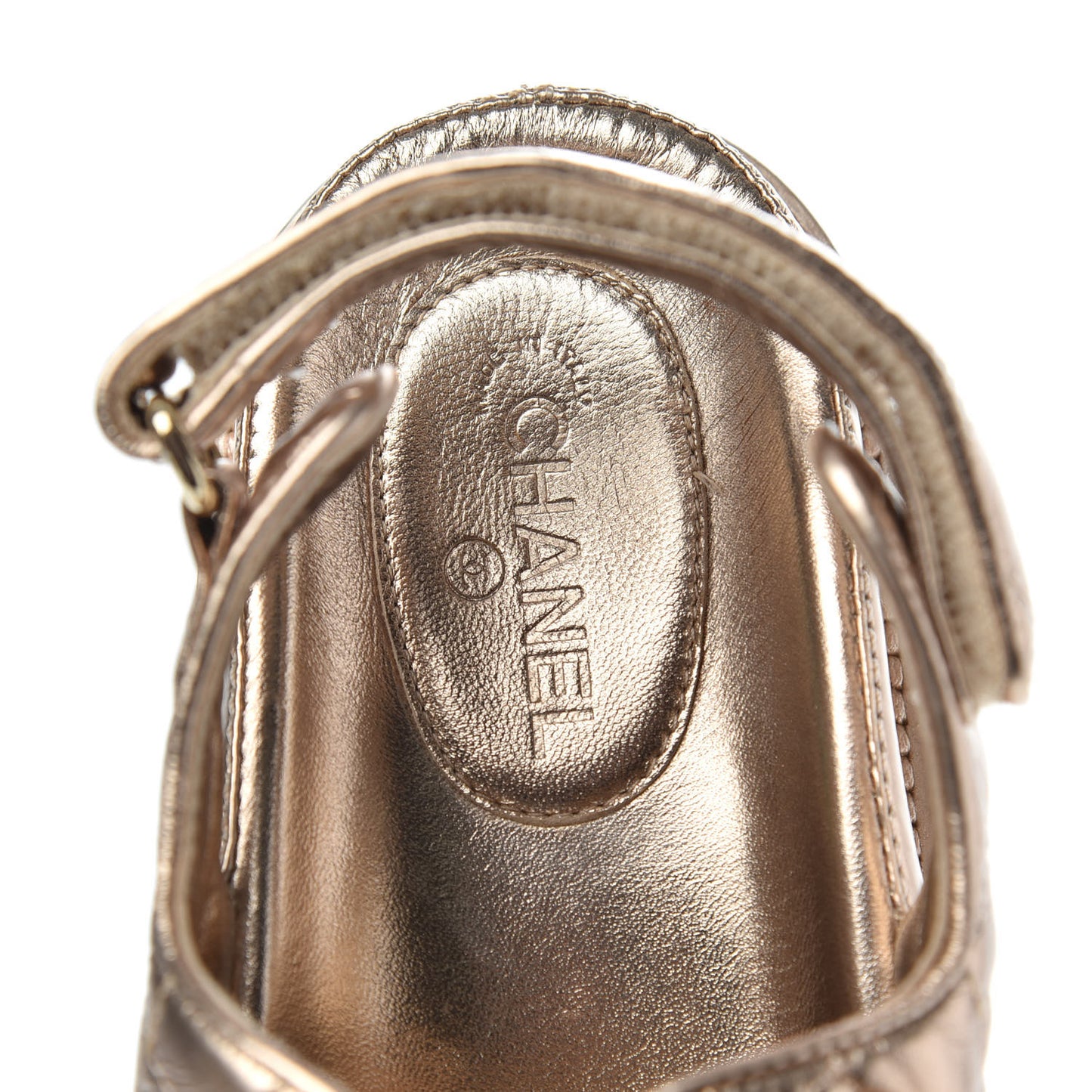 Iridescent Lambskin Velcro Dad Sandals Light Bronze