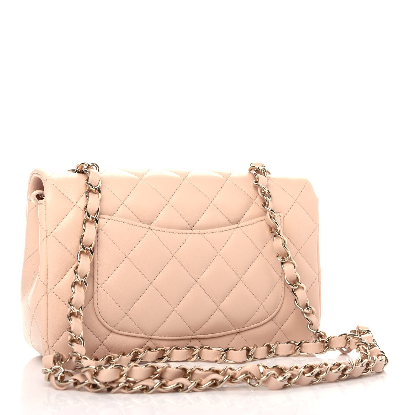 Lambskin Quilted Mini Rectangular Flap Beige