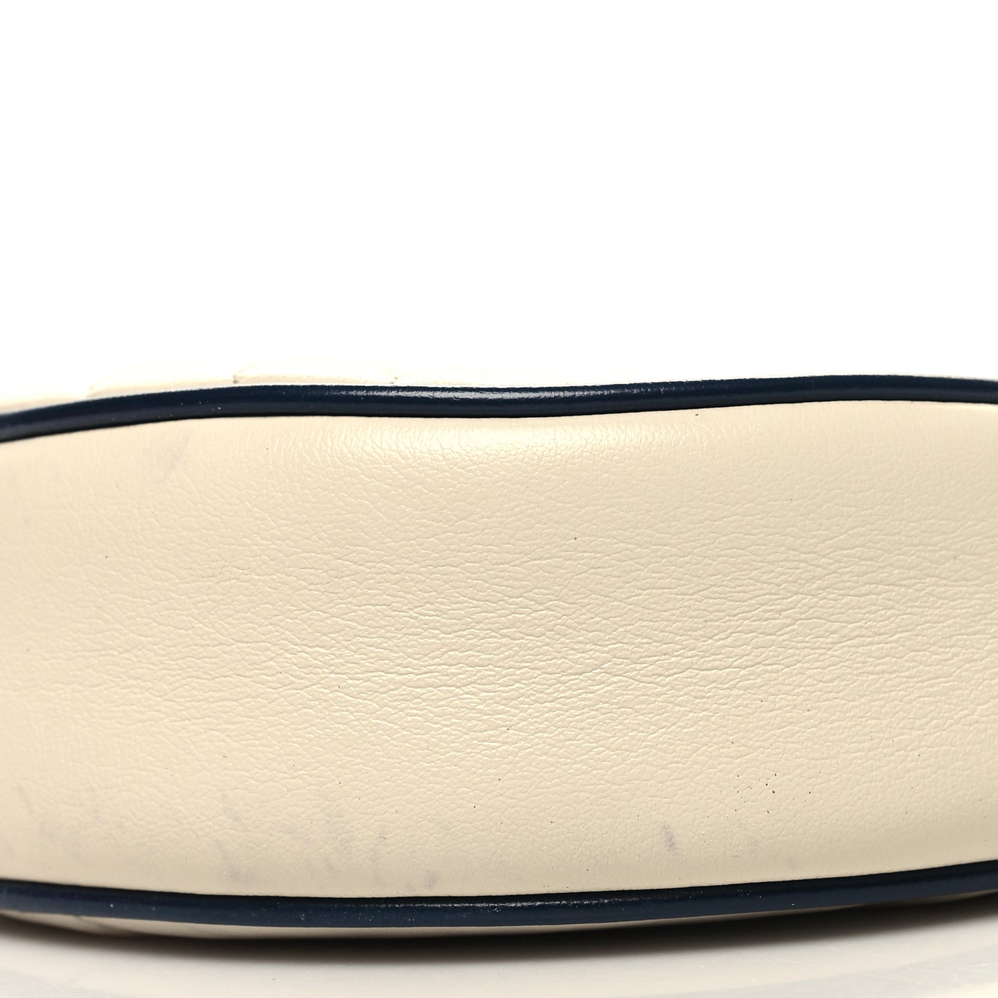 Azalea Calfskin Matelasse Diagonal Mini Torchon GG Marmont Round Shoulder Bag Mystic White Blue Agata