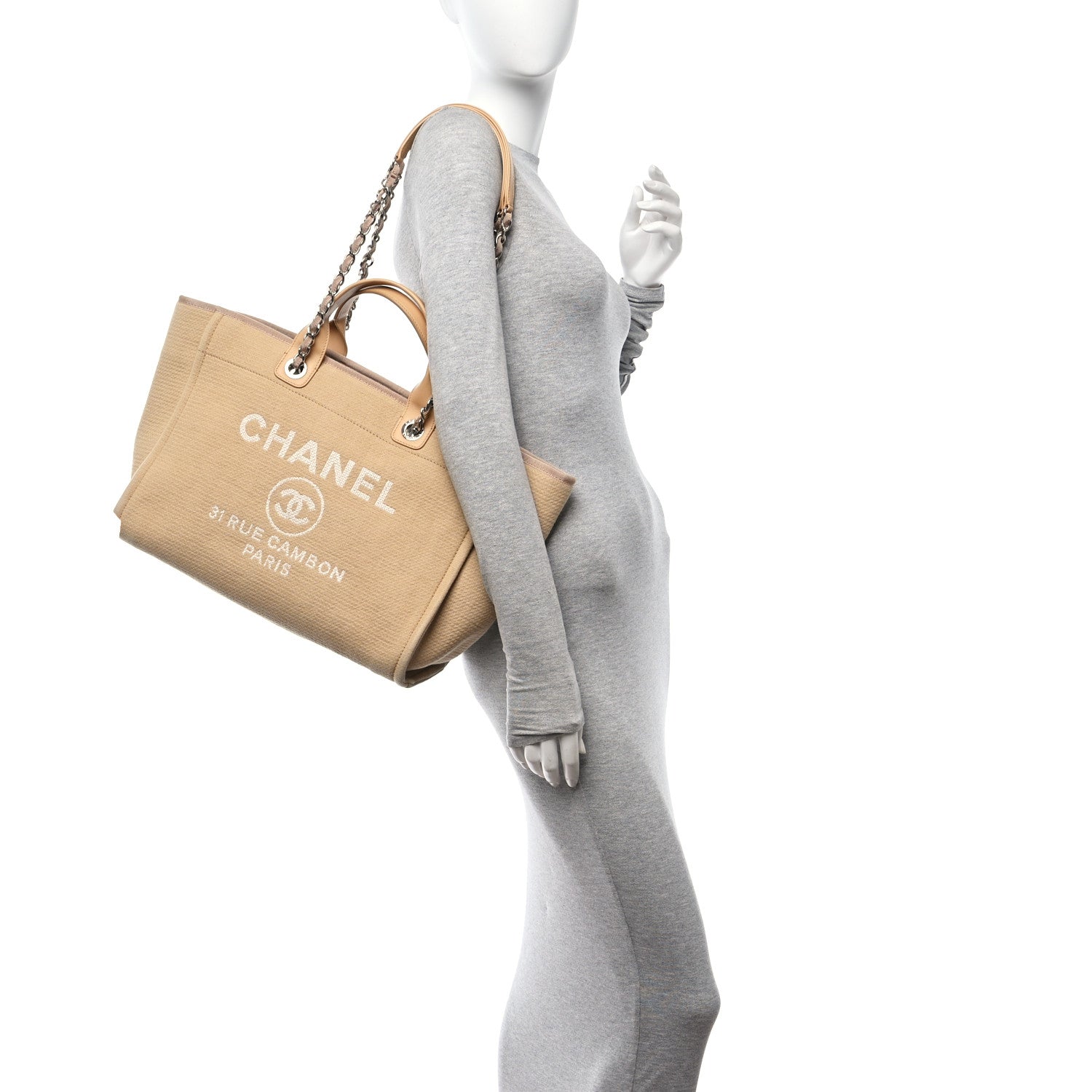 Chanel Mixed Fibers Medium Deauville Tote Beige 2 of 11