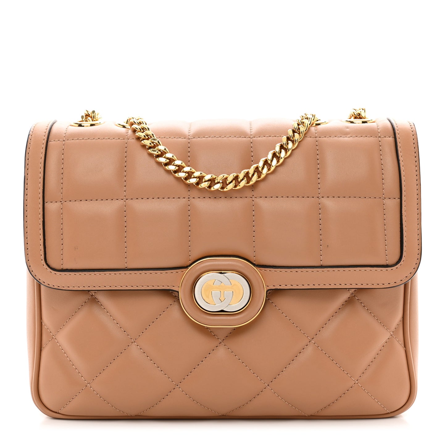 Calfskin Quilted Small Deco Shoulder Bag Camelia