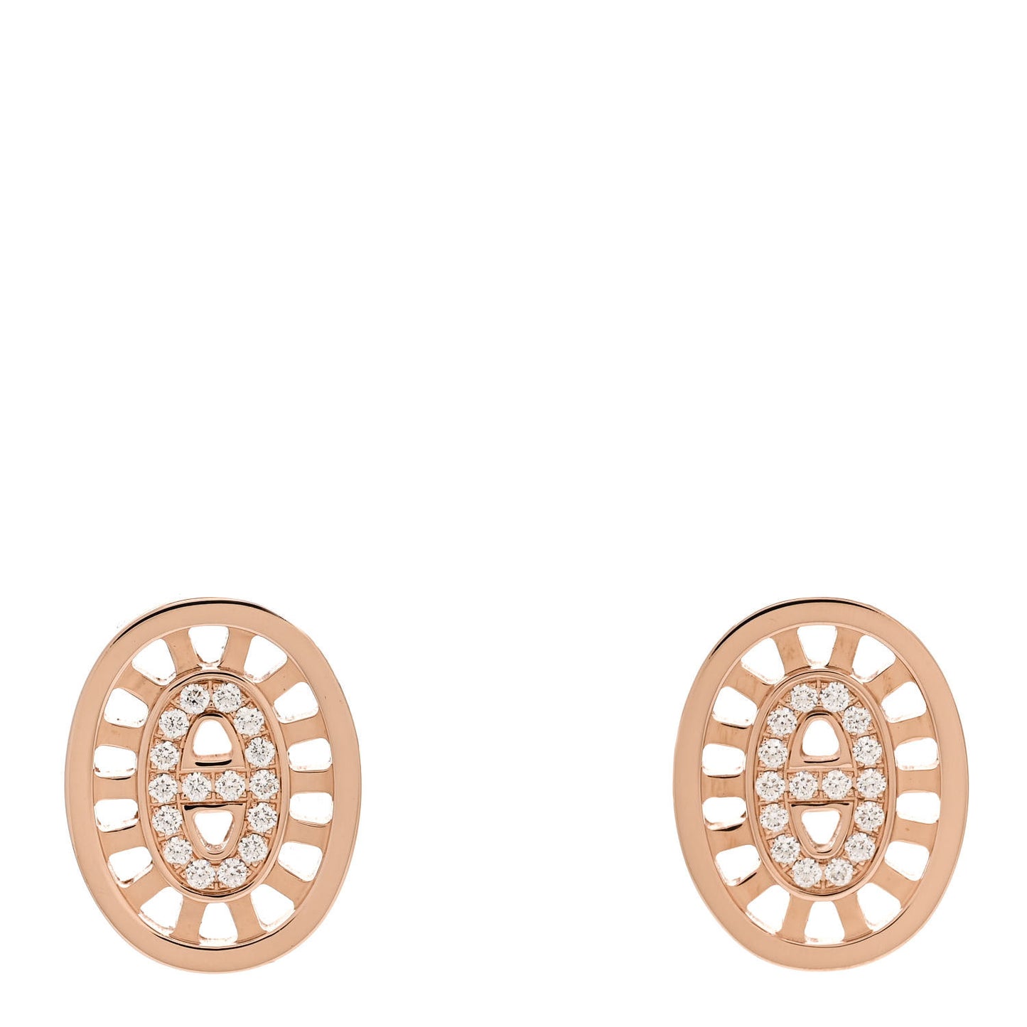 18K Rose Gold Diamond Chaine d'Ancre Divine Stud Earrings