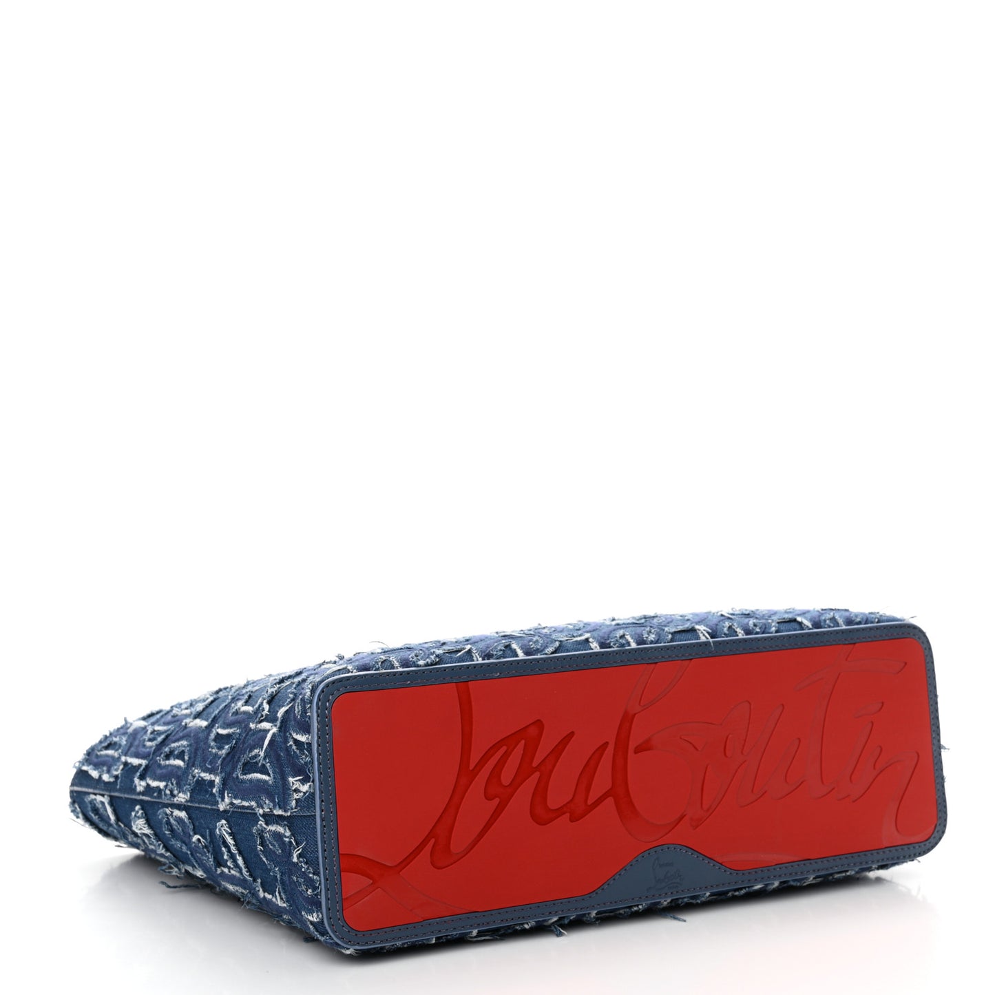 Denim Embroidered Spikes East West Cabata Tote Blue